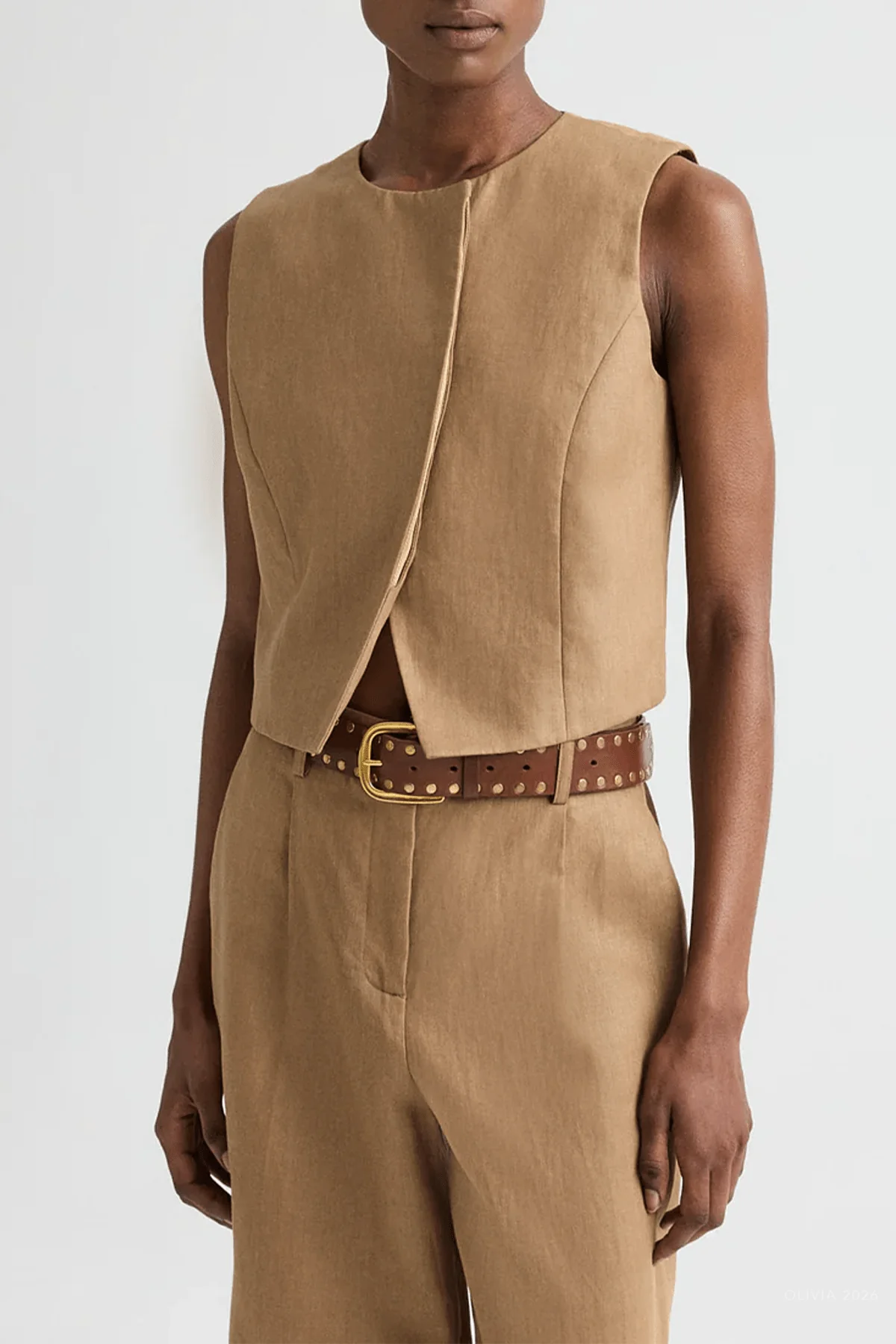 High Neck Hidden Placket Vest in Ermine - Image 2