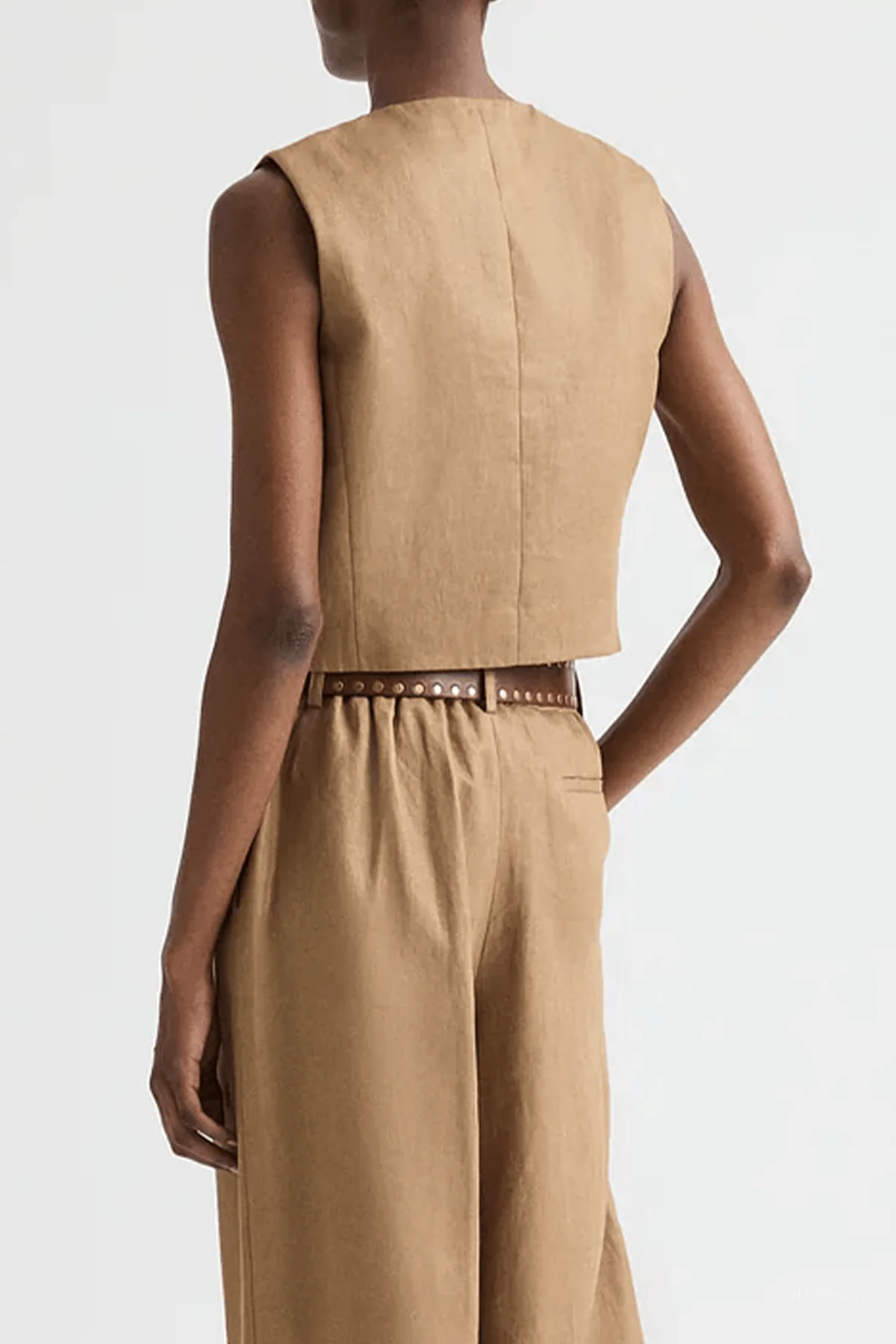High Neck Hidden Placket Vest in Ermine - Image 3