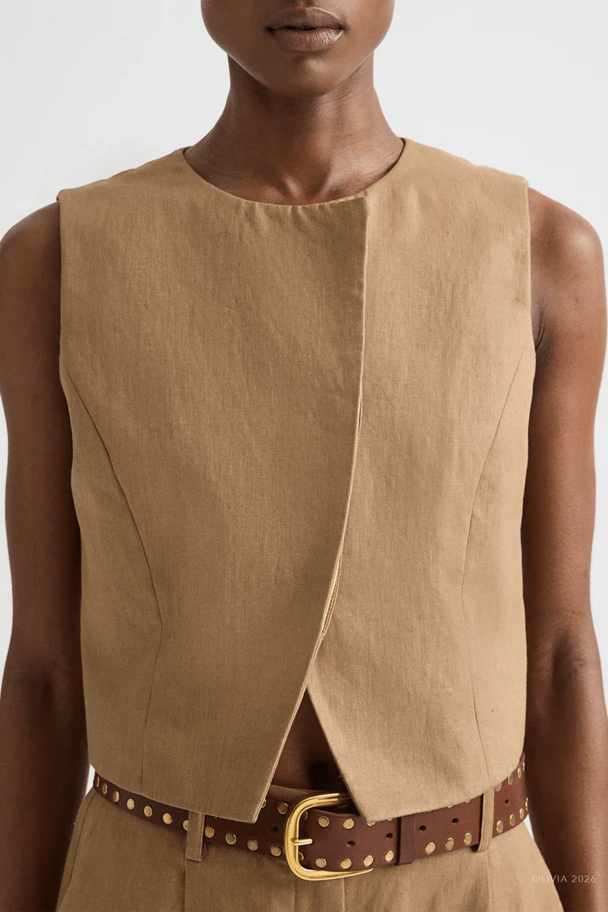 High Neck Hidden Placket Vest in Ermine - Image 4
