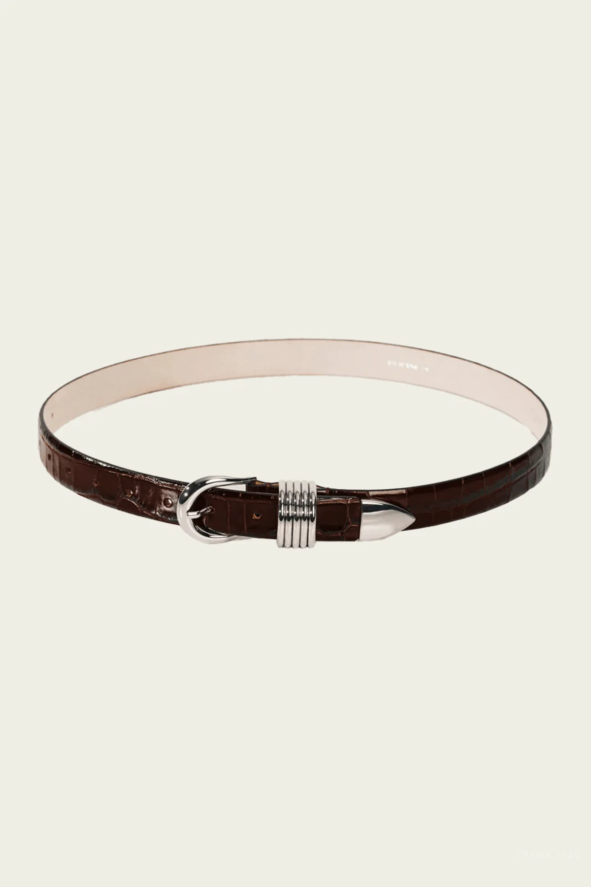 Hollyhock Croco Belt in Dark Chocolate Silver