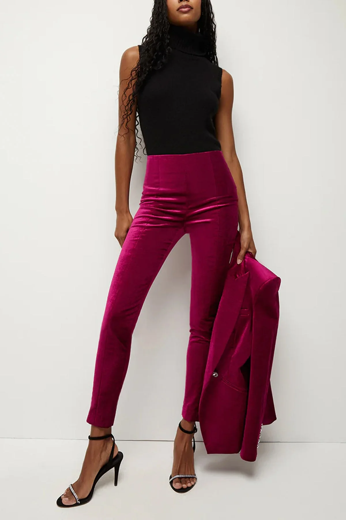 Honolulu Velvet Pant in Fuchsia - Image 4