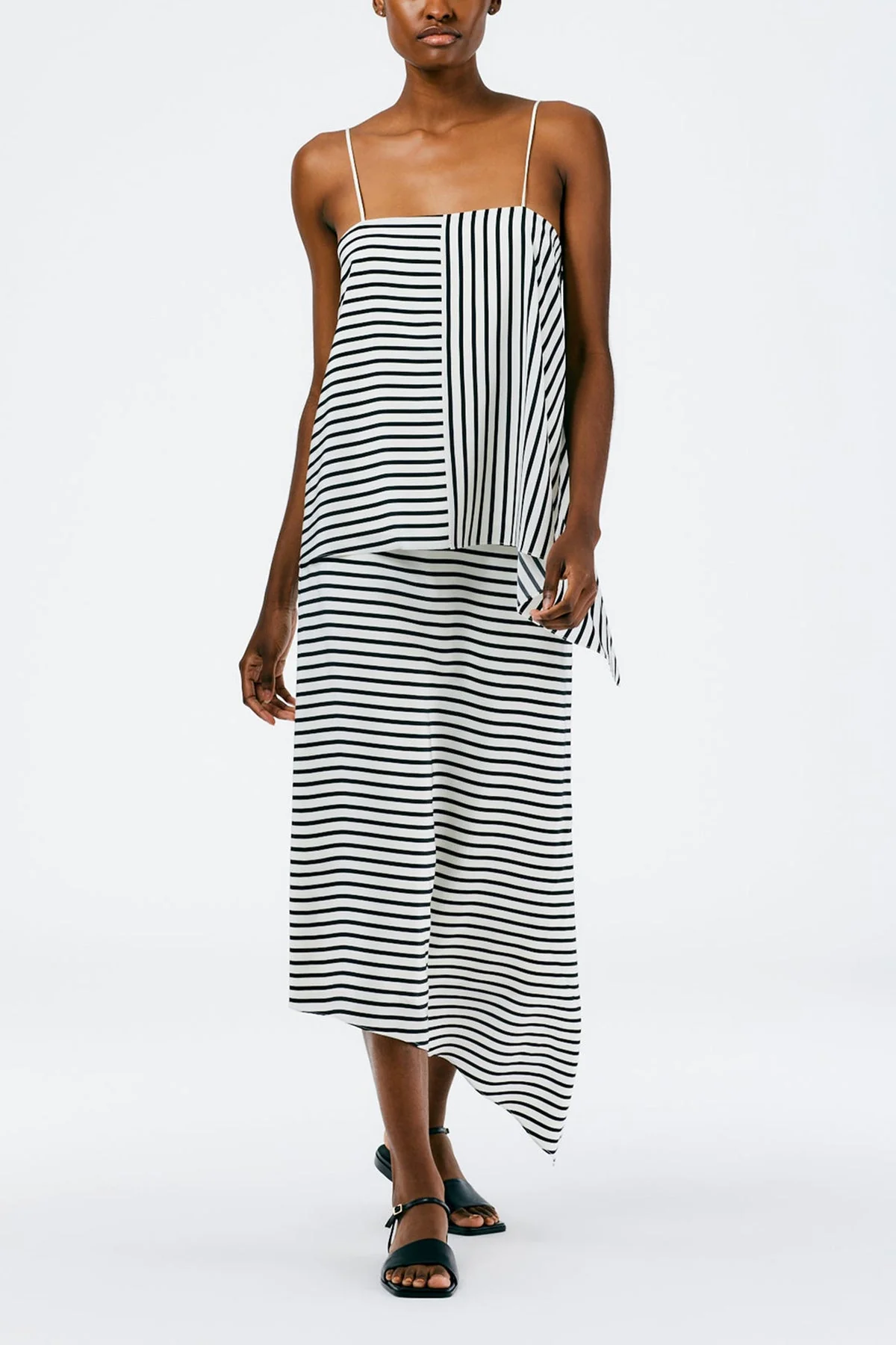 Identity Stripe Pencil Skirt in Black Multi - Image 2