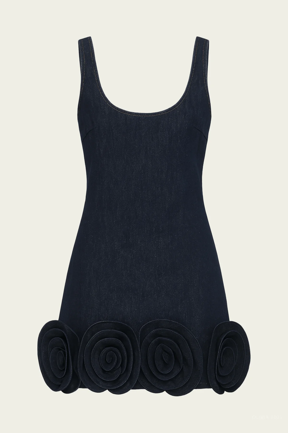 Indigo Denim 3D Flower Mini Dress