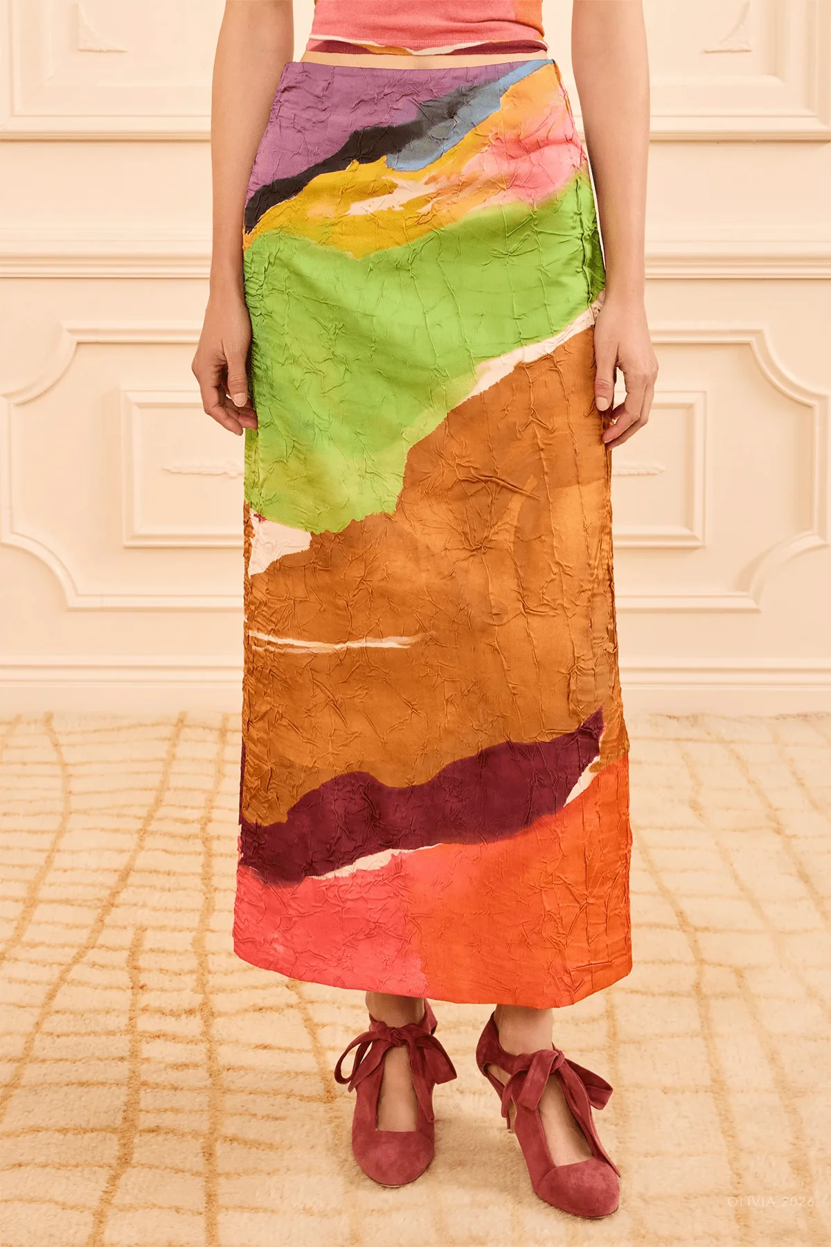 Inez Satin Pencil Skirt in Nature Abhors A Vacuum - Image 2