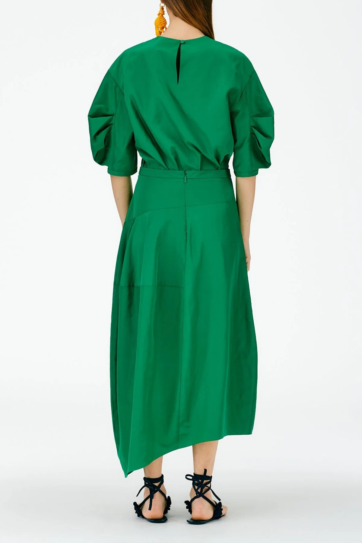Italian Sporty Nylon Asymmetrical Balloon Skirt Regular in Green - Image 2