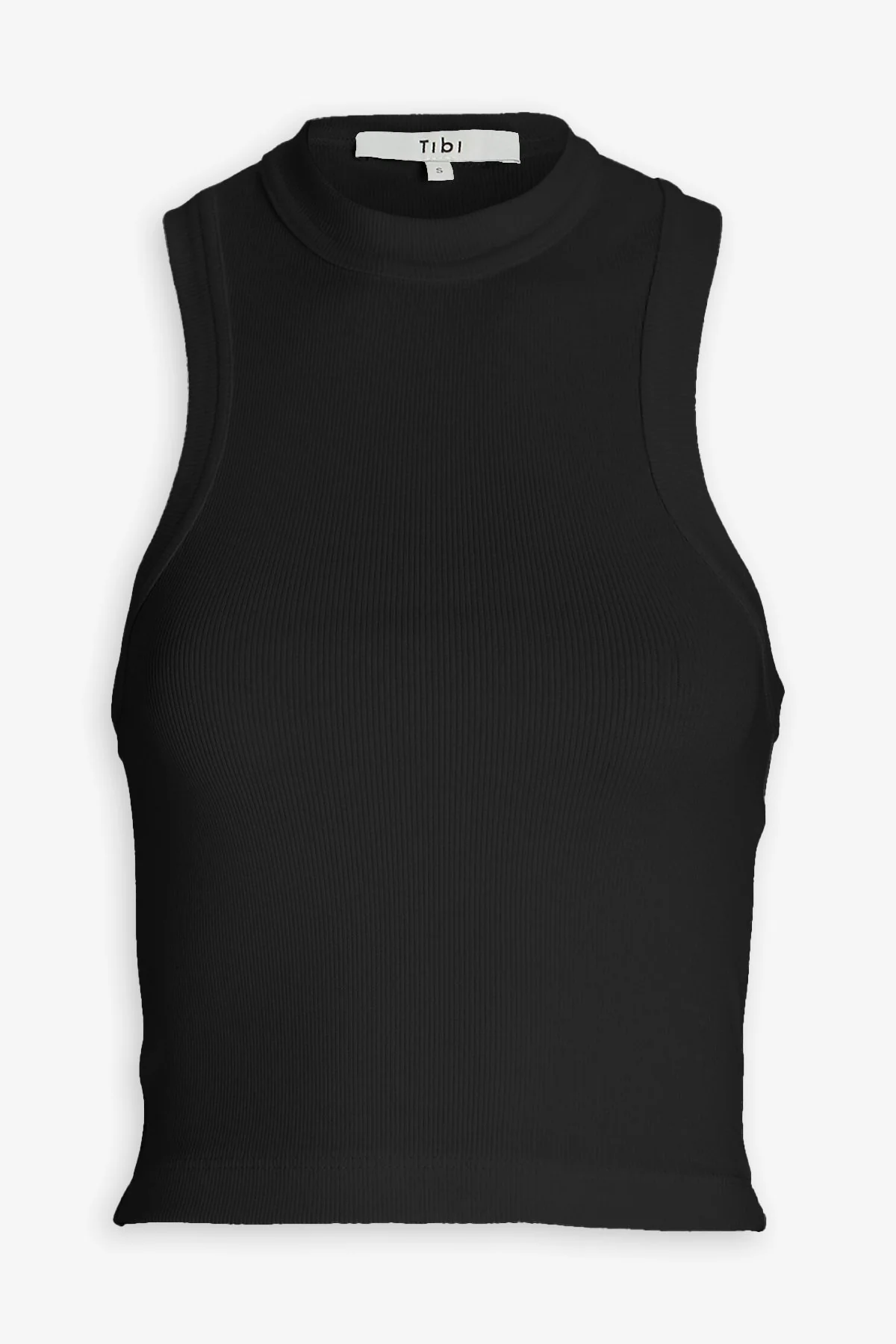 Ribbed T-Shirt Cropped Tank in Black