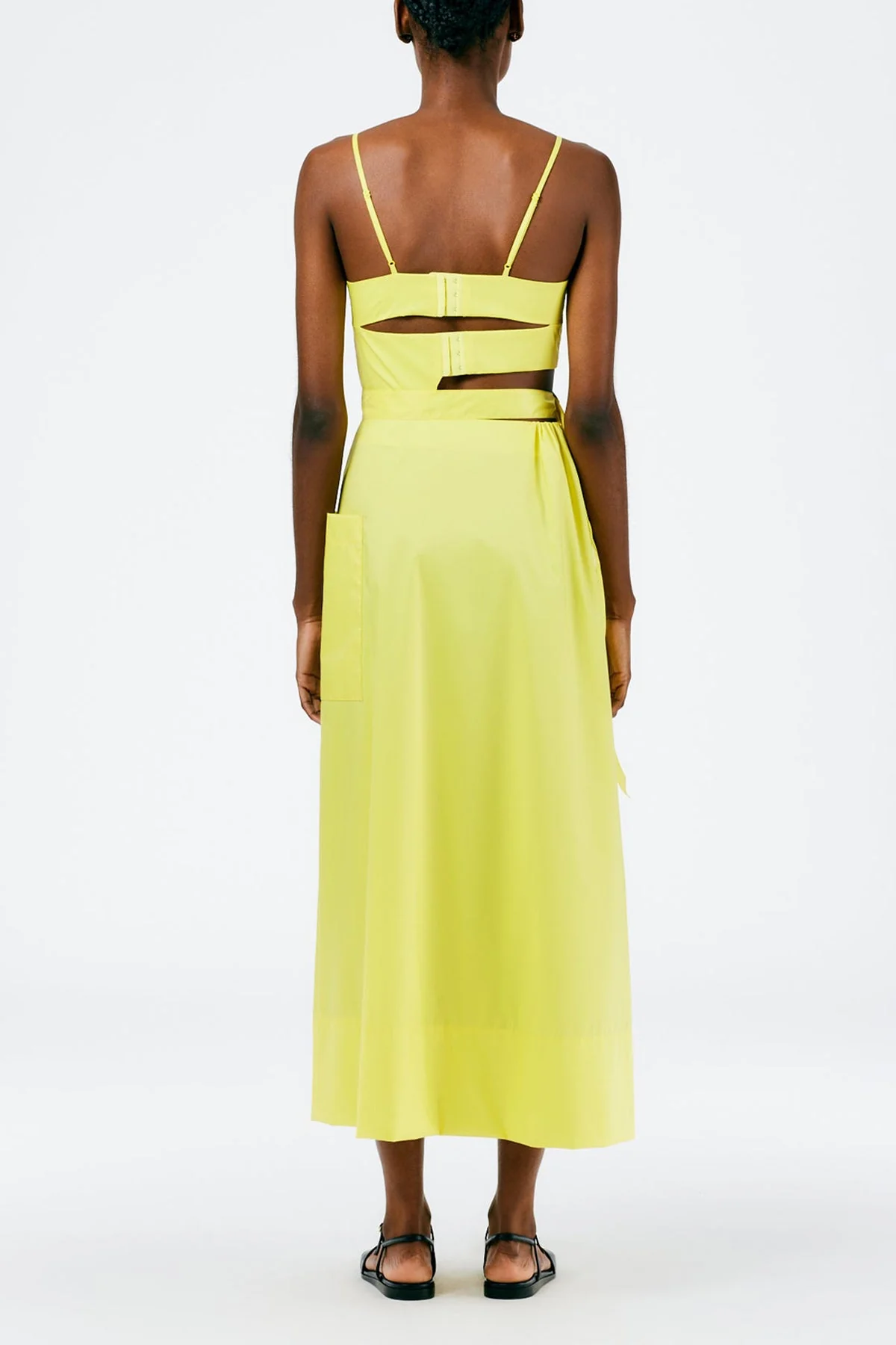 Italian Sporty Nylon Strappy Cut Out Dress in Yellow - Image 2