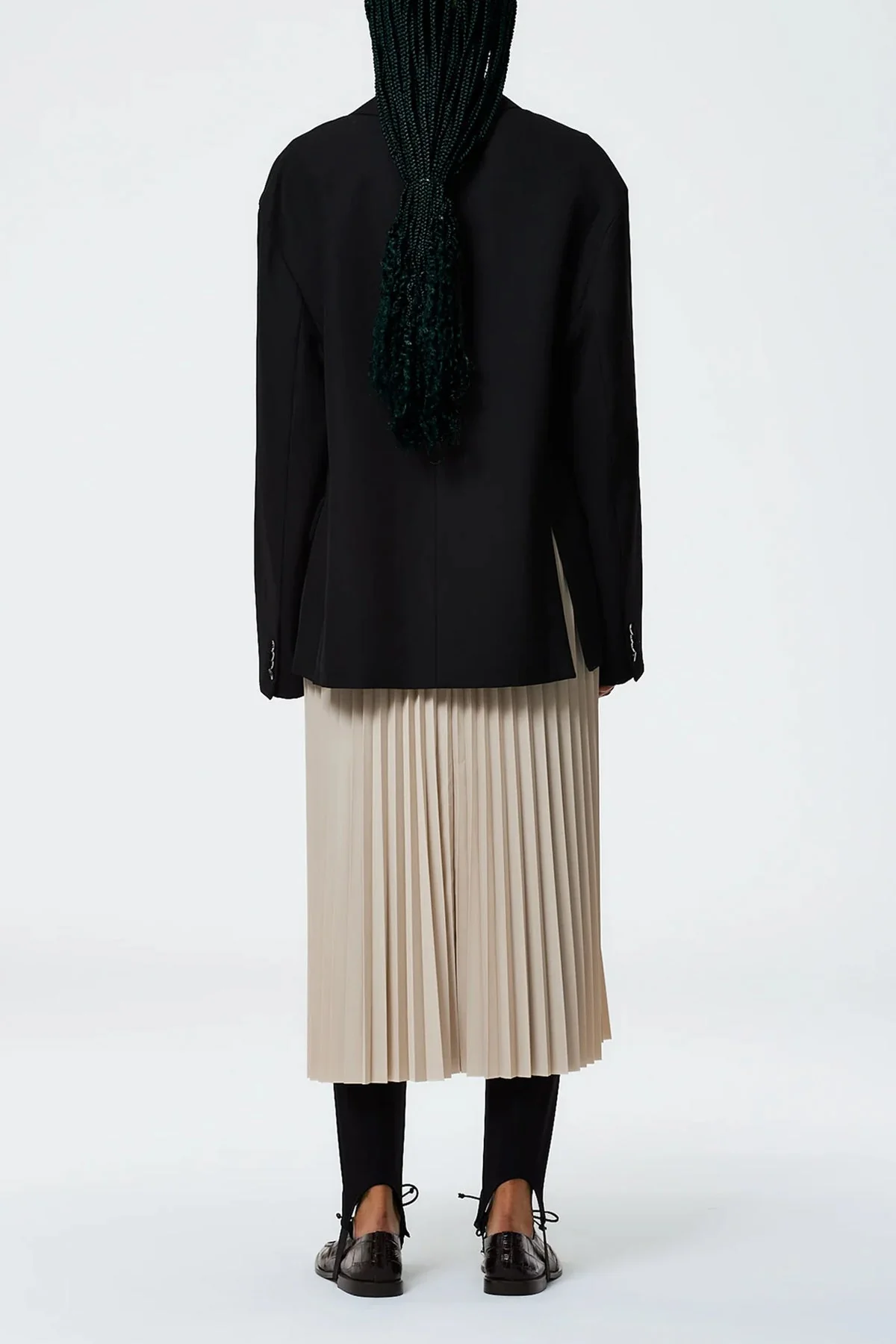 Italian Sporty Nylon Sunray Pleated Pull On Skirt in Ash - Image 2