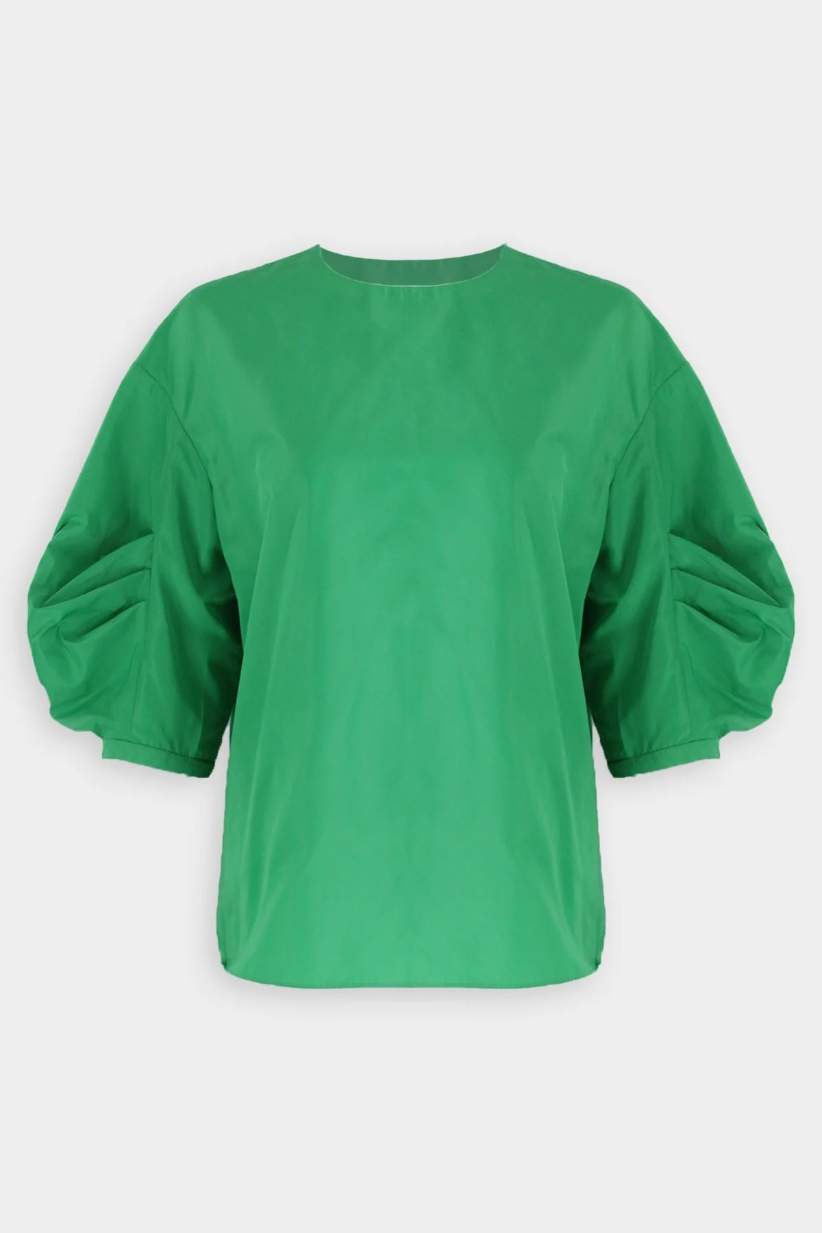 Italian Sporty Pleat Sleeve Top in Jadeite Green
