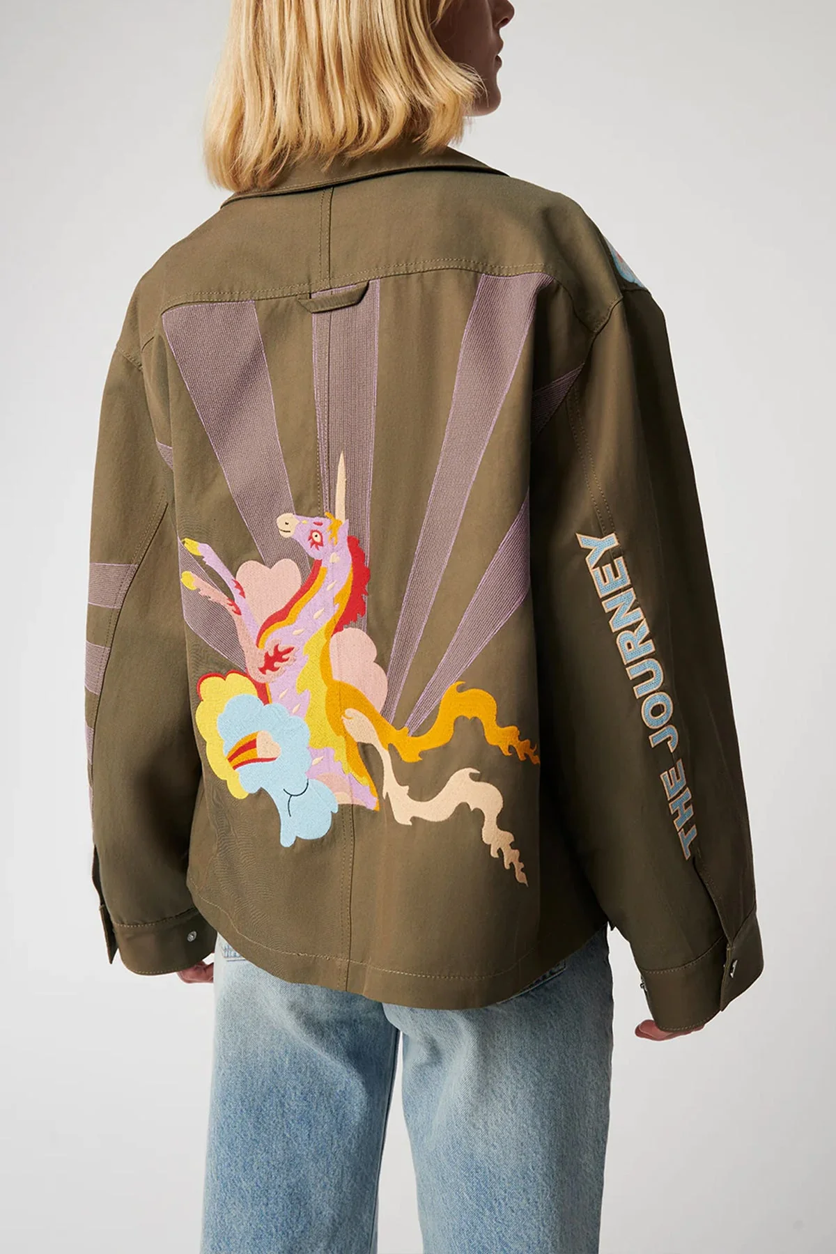 Jackson Embroidered Jacket in Trippy MIlitary - Image 2