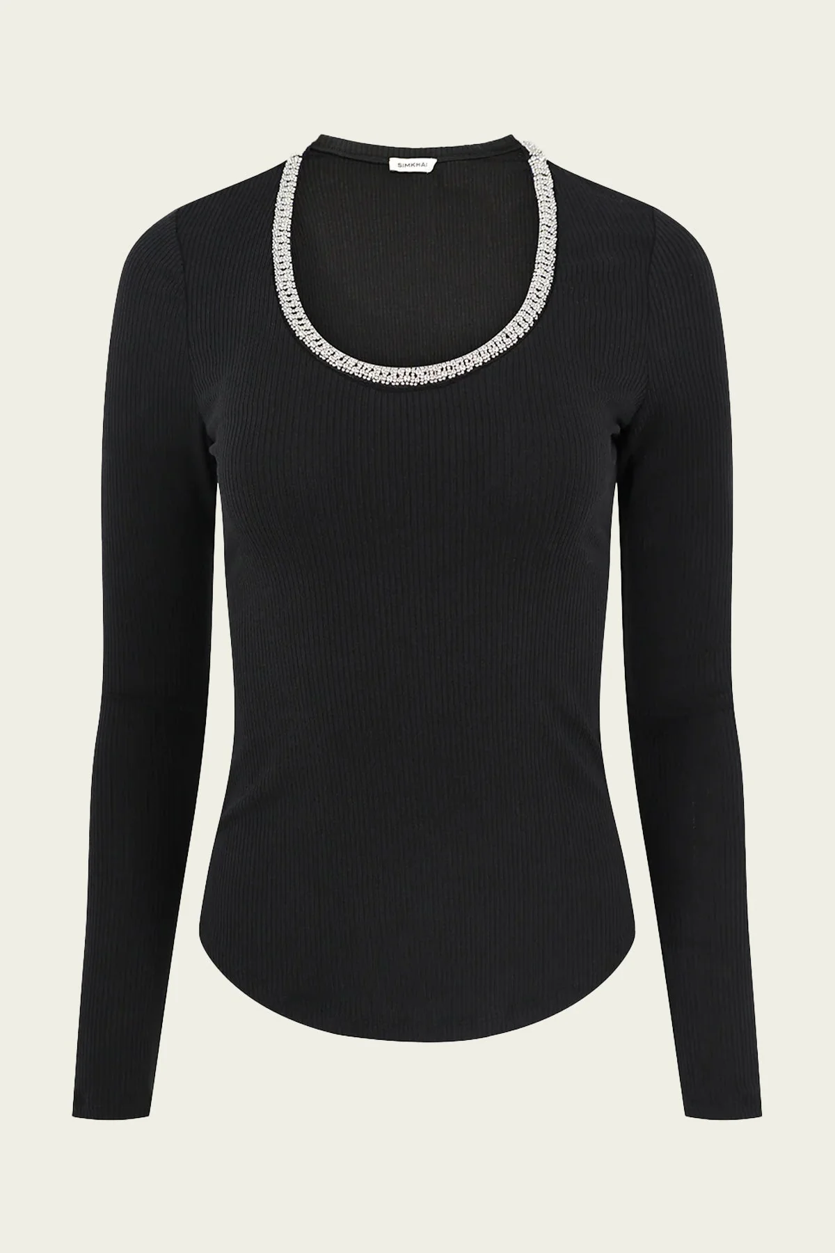 Janay Long Sleeve U-Neck Top in Black