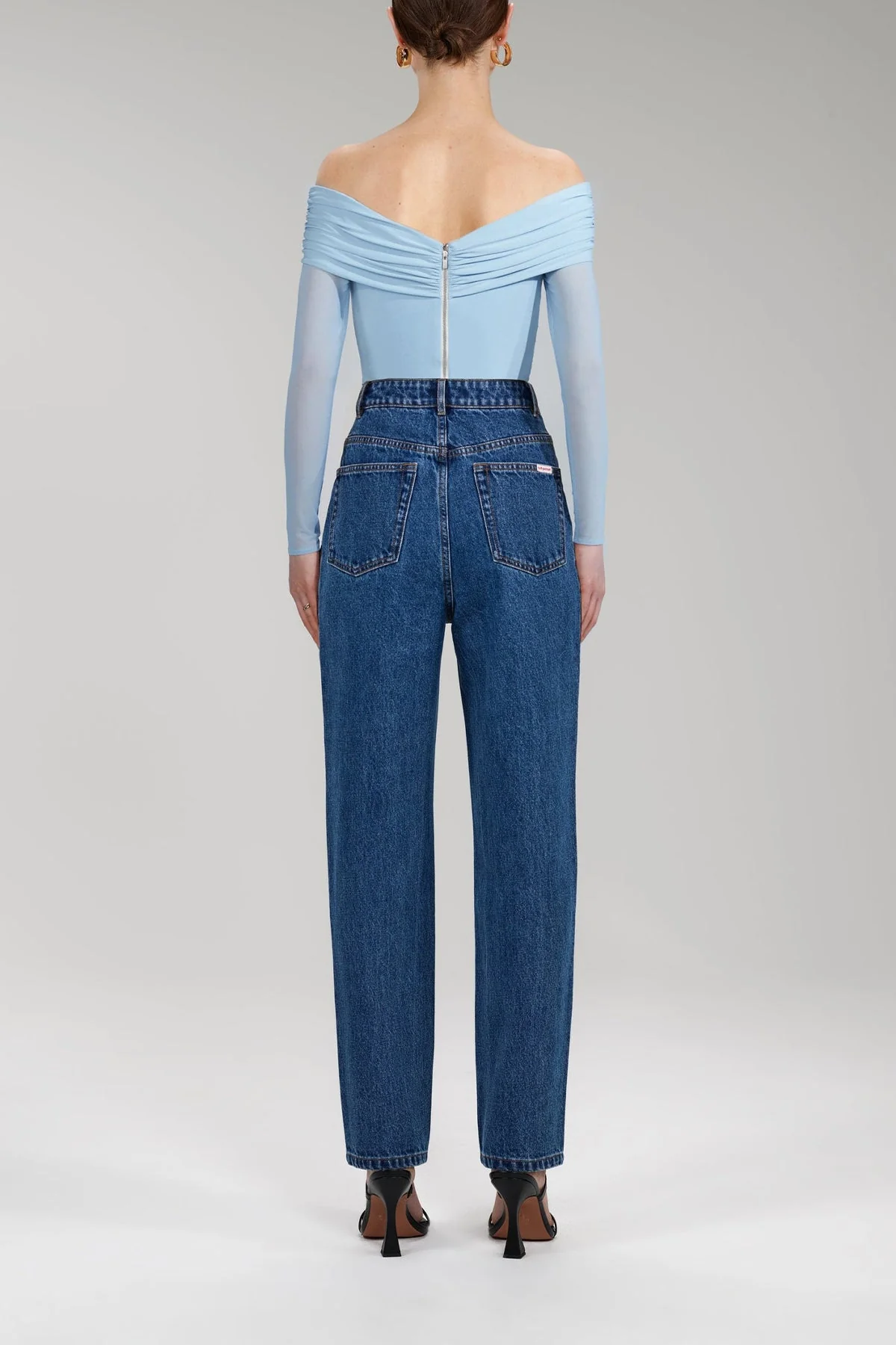 Jersey Crossover Top in Light Blue - Image 3