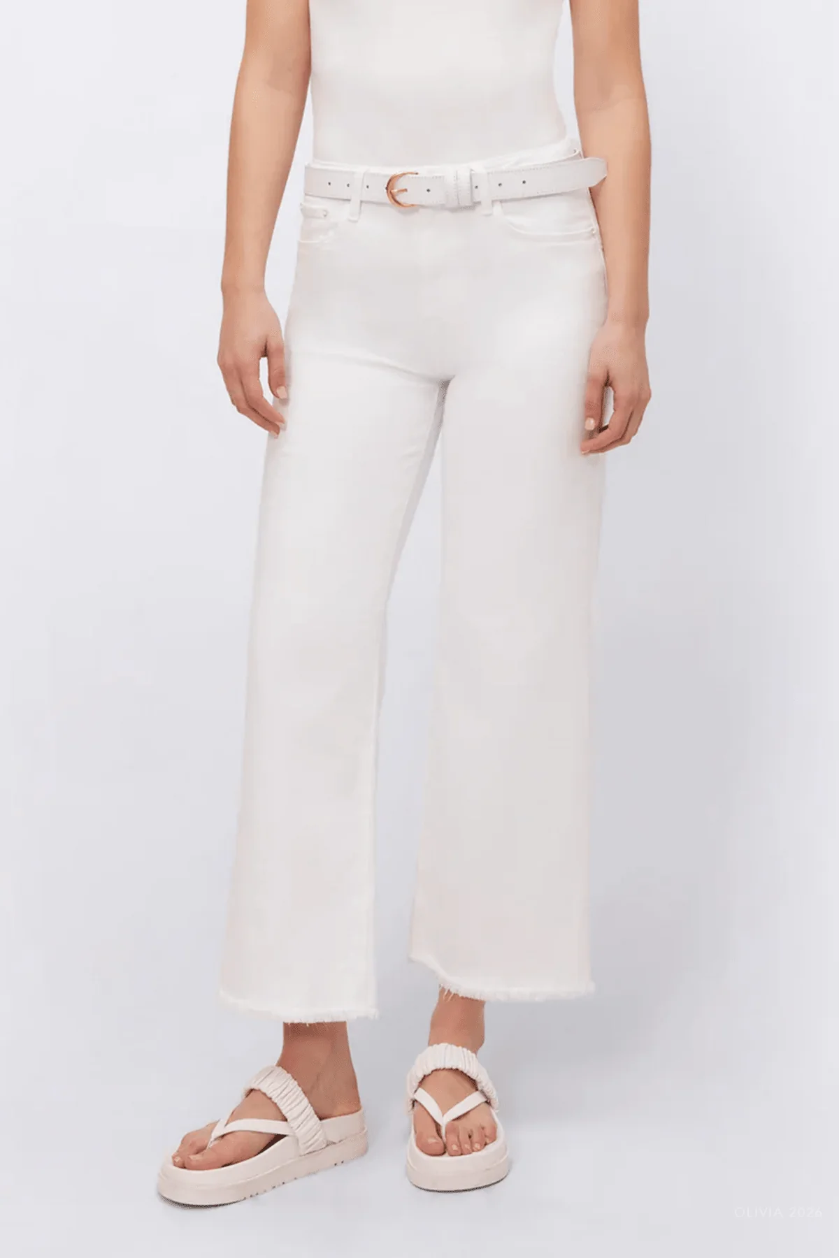 Jude Wide Leg Denim in White - Image 2