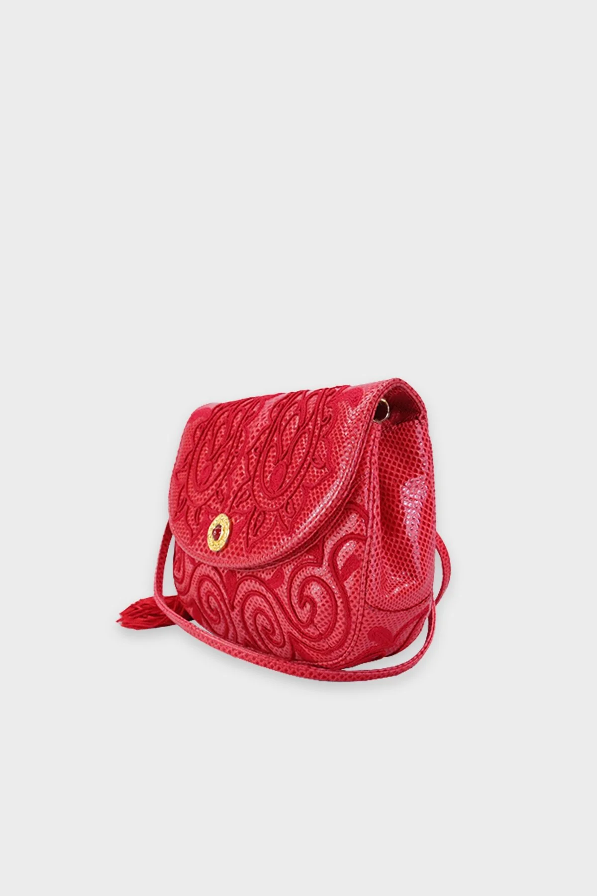 Judith Leiber Red Lizard Crossbody Handbag - Image 2