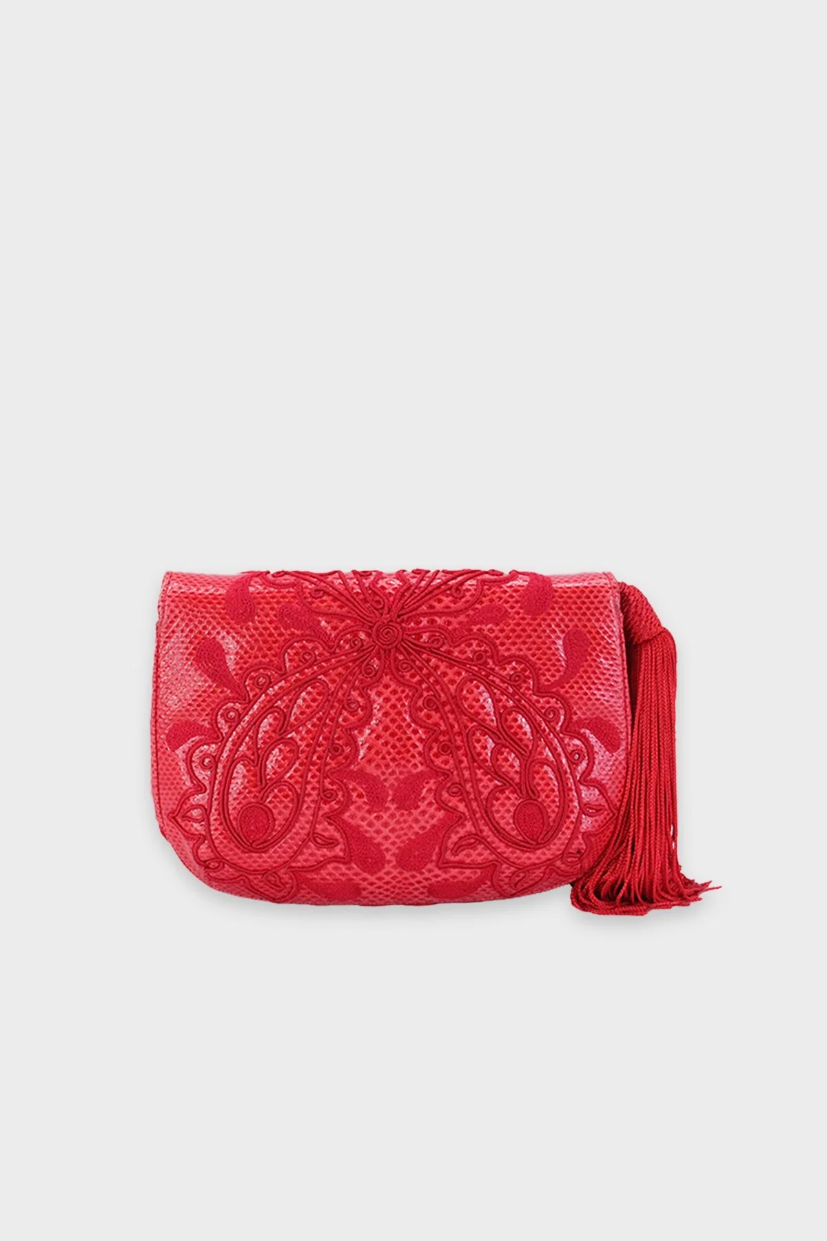 Judith Leiber Red Lizard Crossbody Handbag - Image 3