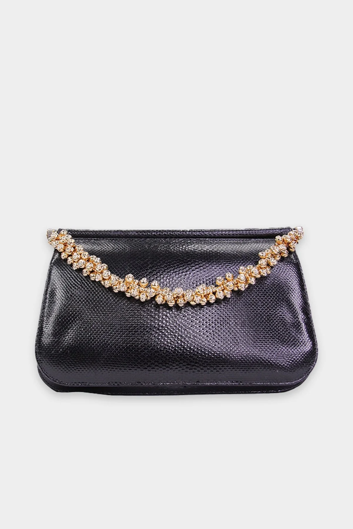 Judith Leiber Black Snakeskin Clutch