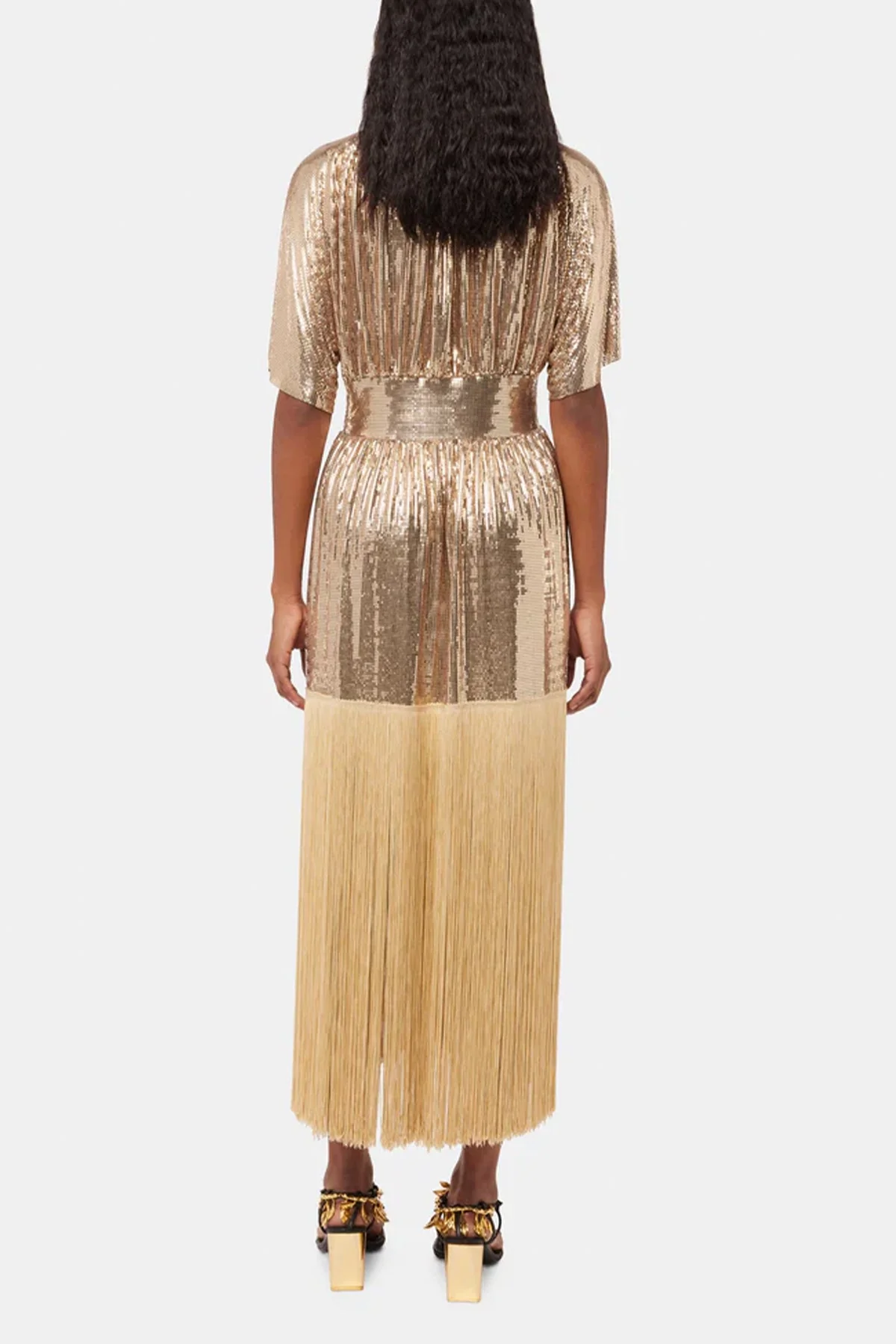 Kaftan Mesh Dress in Light Gold - Image 3