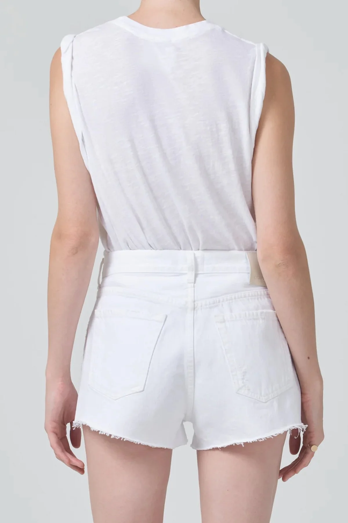 Kelsey Roll Sleeve Tee in White - Image 3