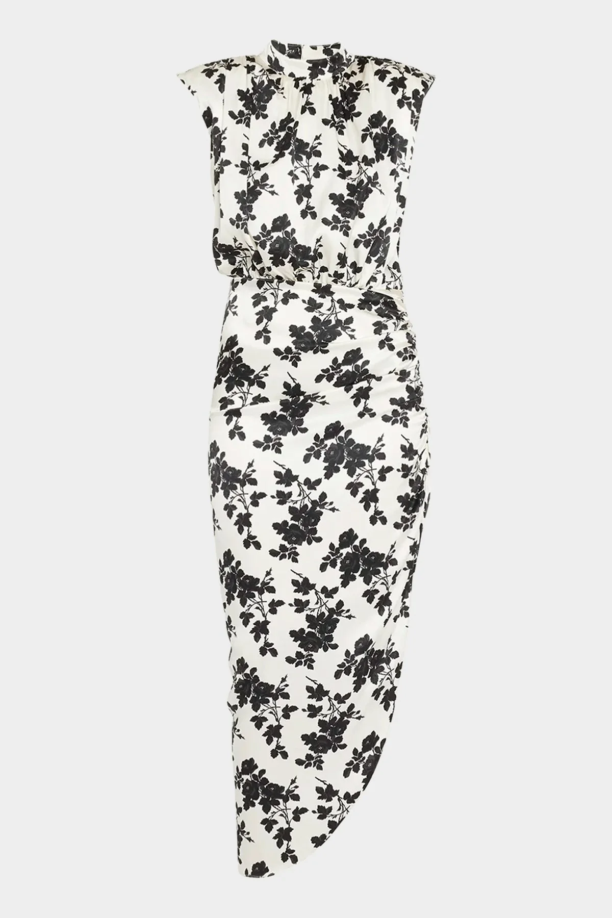 Kendall Stretch-Silk Floral Dress in Ivory Black
