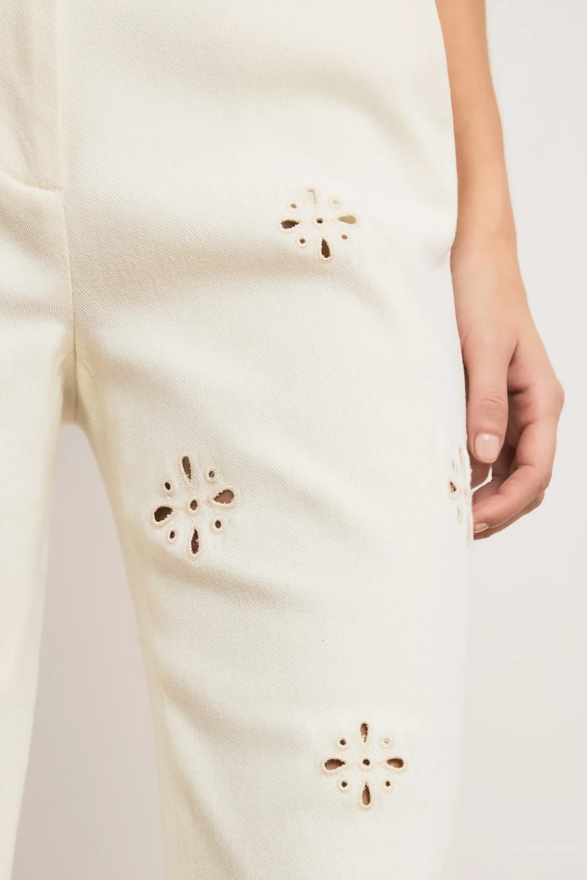 Komi Eyelet Pant in Dove White - Image 4