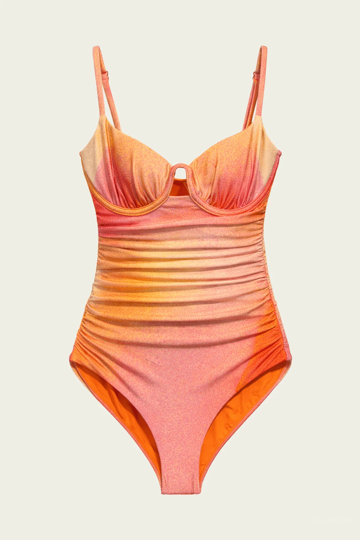 Laine Ruched One-Piece in Golden Hour Sunset