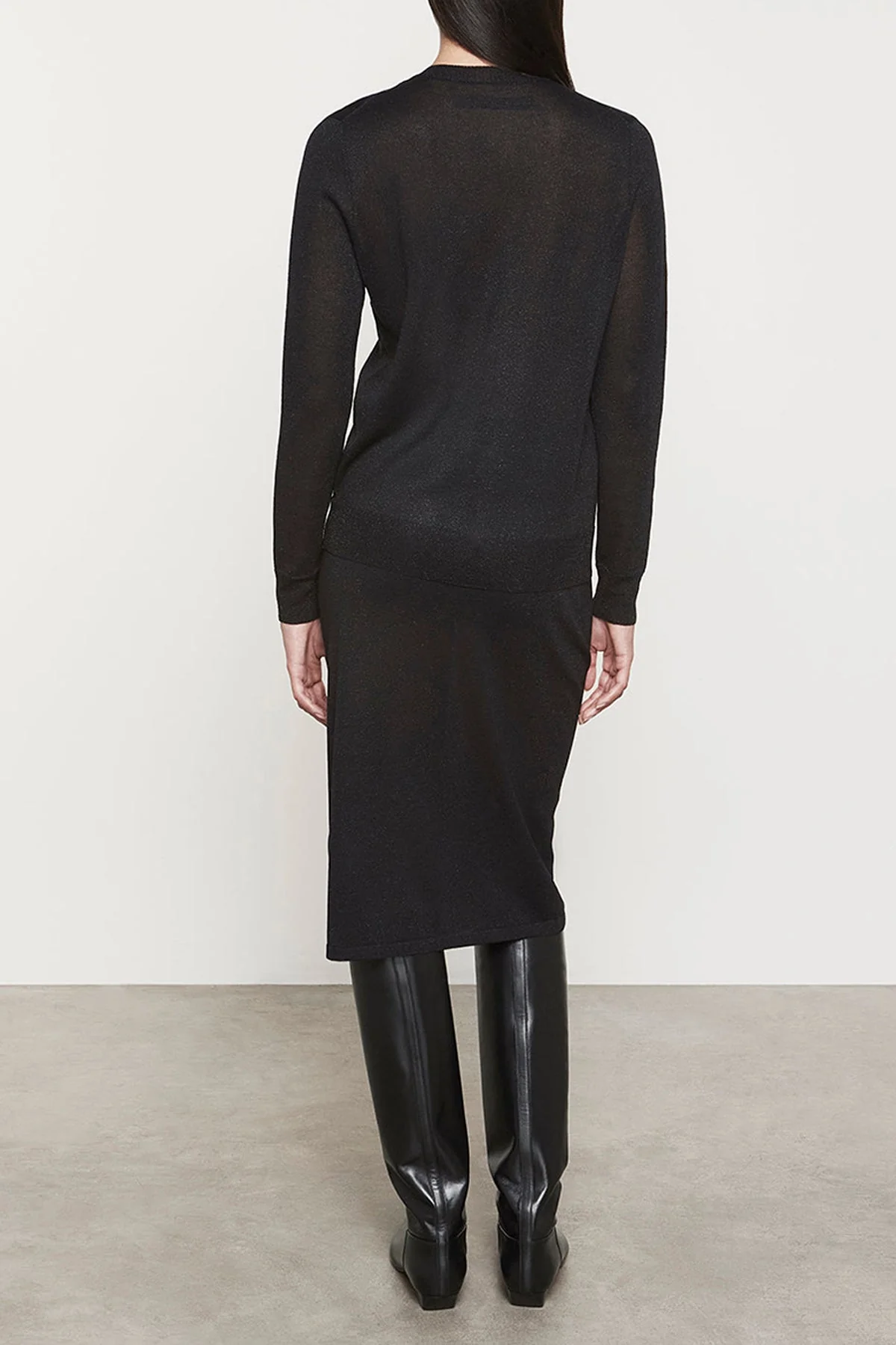 Lamé Knitted Cardigan in Black - Image 2