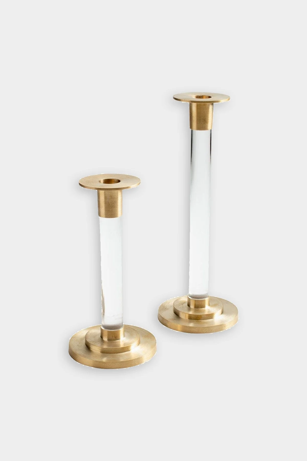 Large Brass & Resin Candlestick in Clear - Image 2