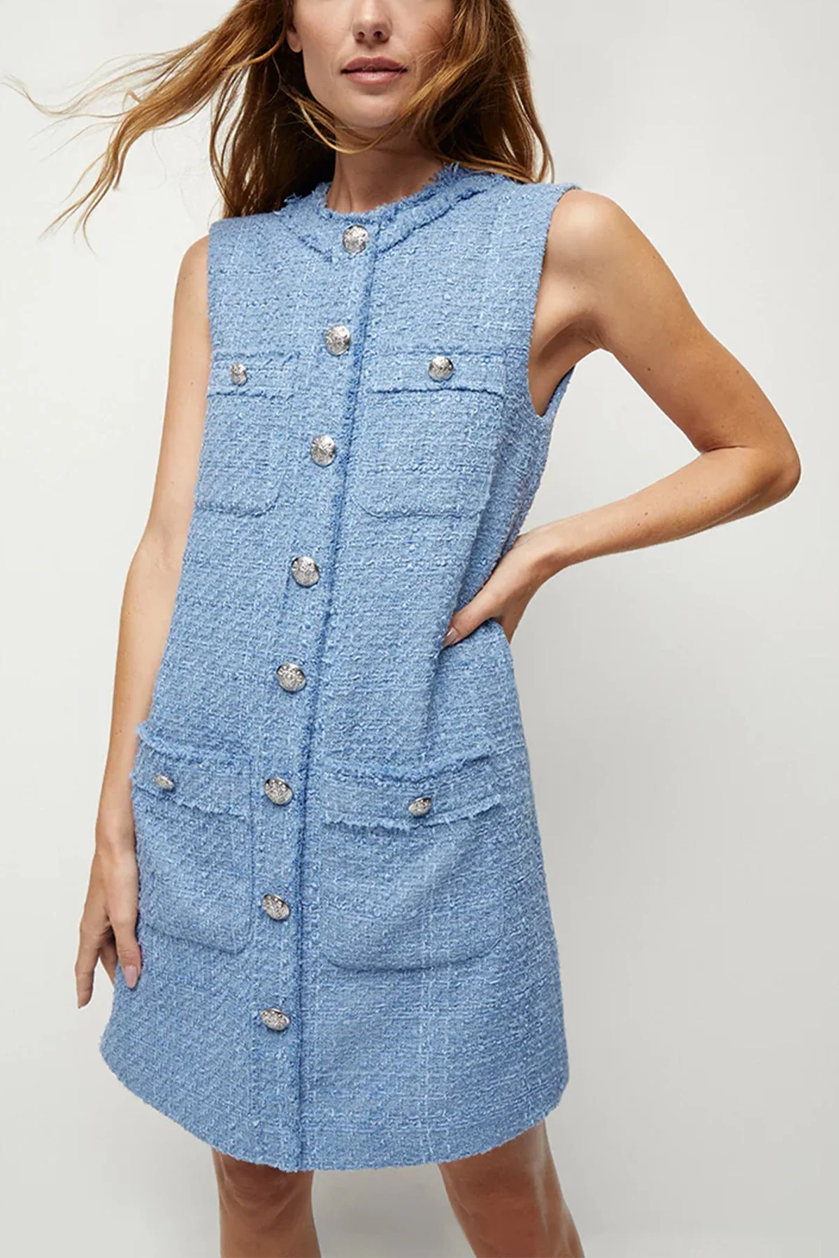 Laurel Tweed Dress in Skylight - Image 3