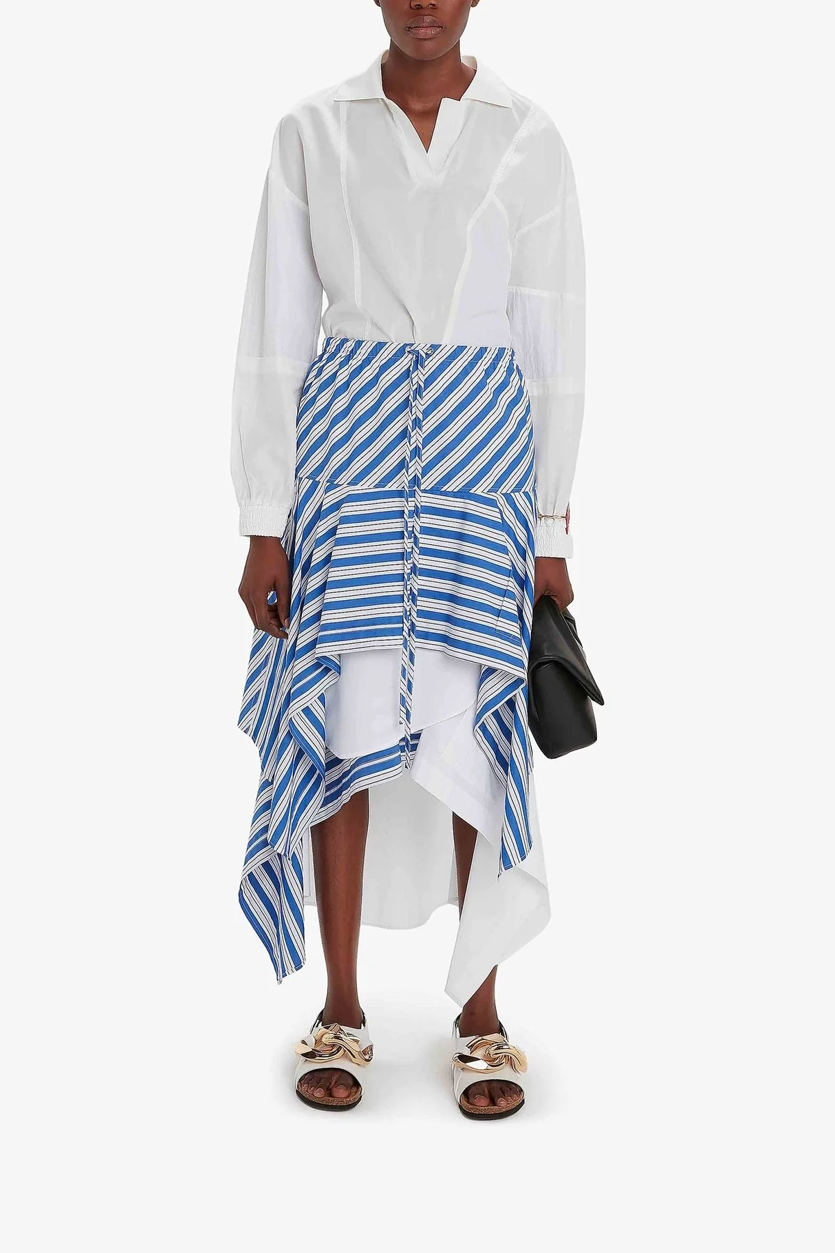 Layered Asymmetric Midi Skirt in Blue - Image 2