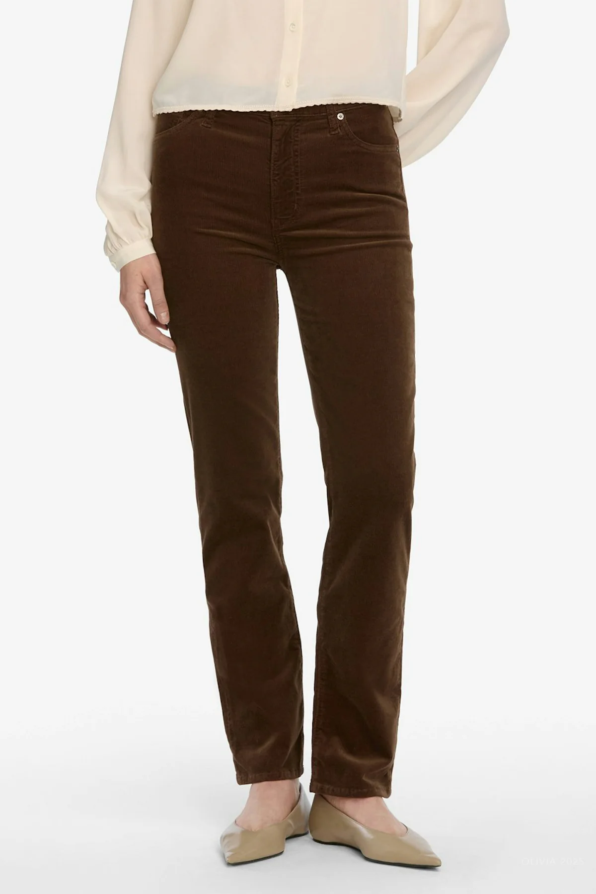Le Sleek Straight Corduroy in Bitter Chocolate - Image 2