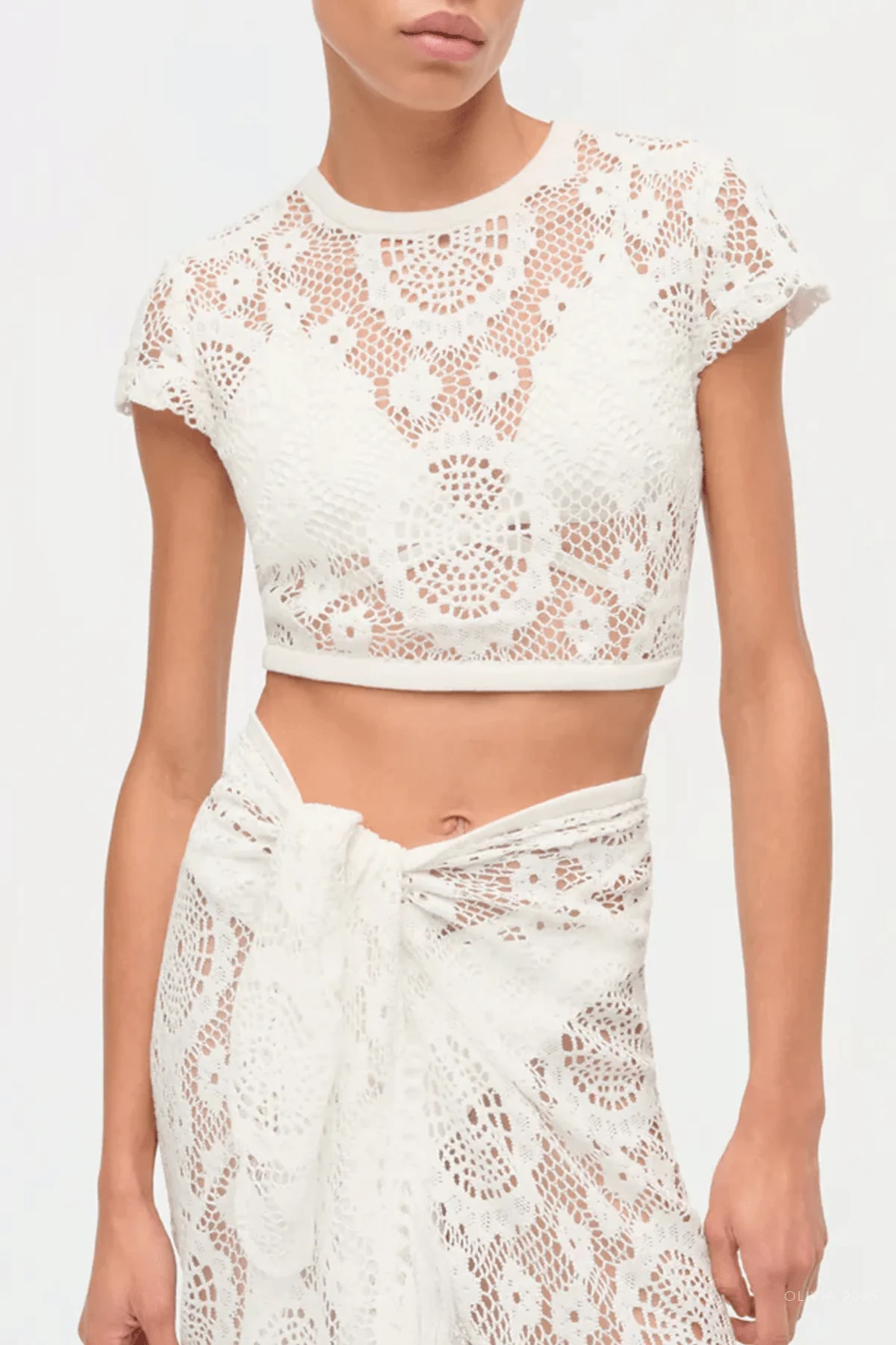 Lidie Crochet Lace Top in White - Image 2