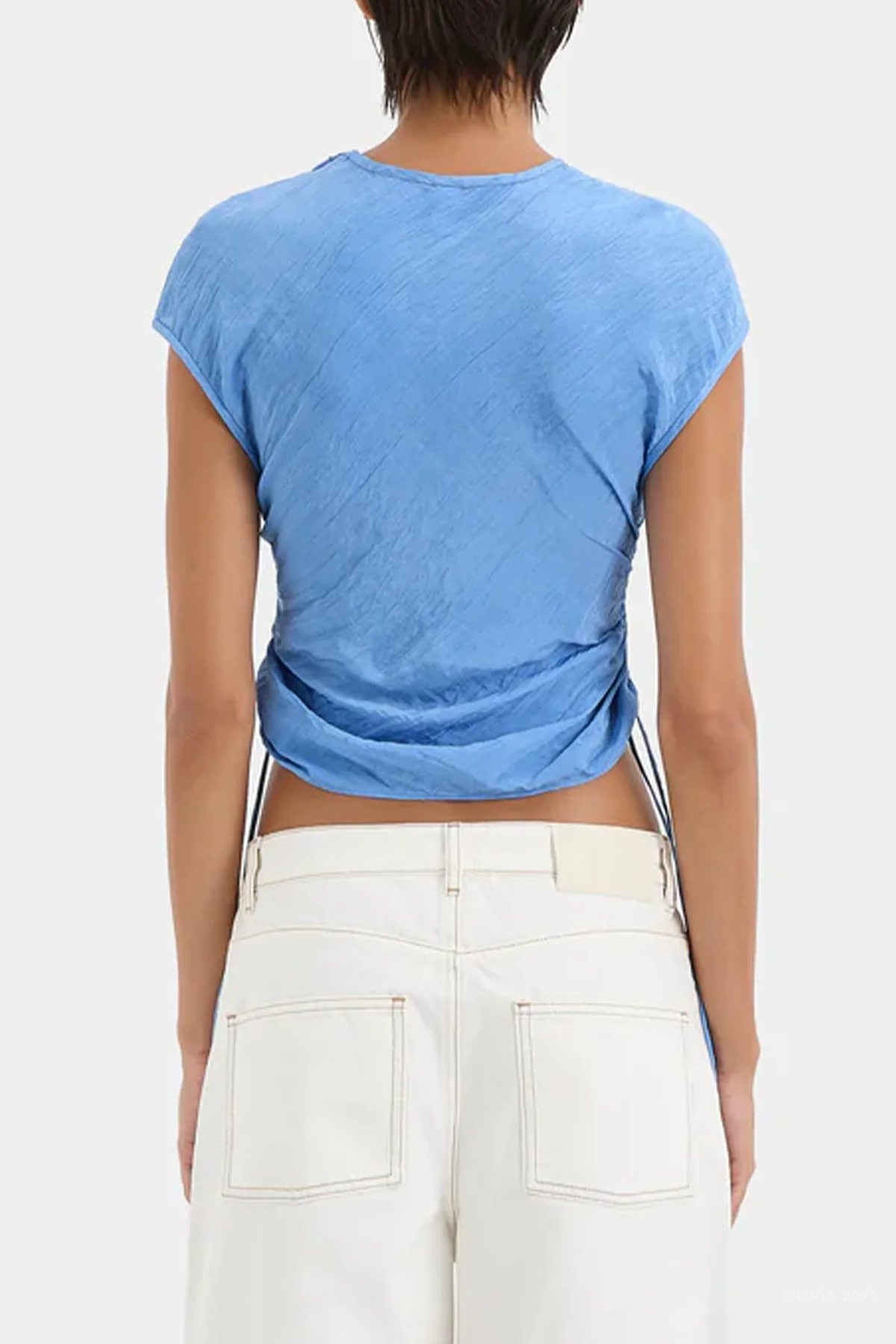 Ligera Gathered Top in Cornflower - Image 2