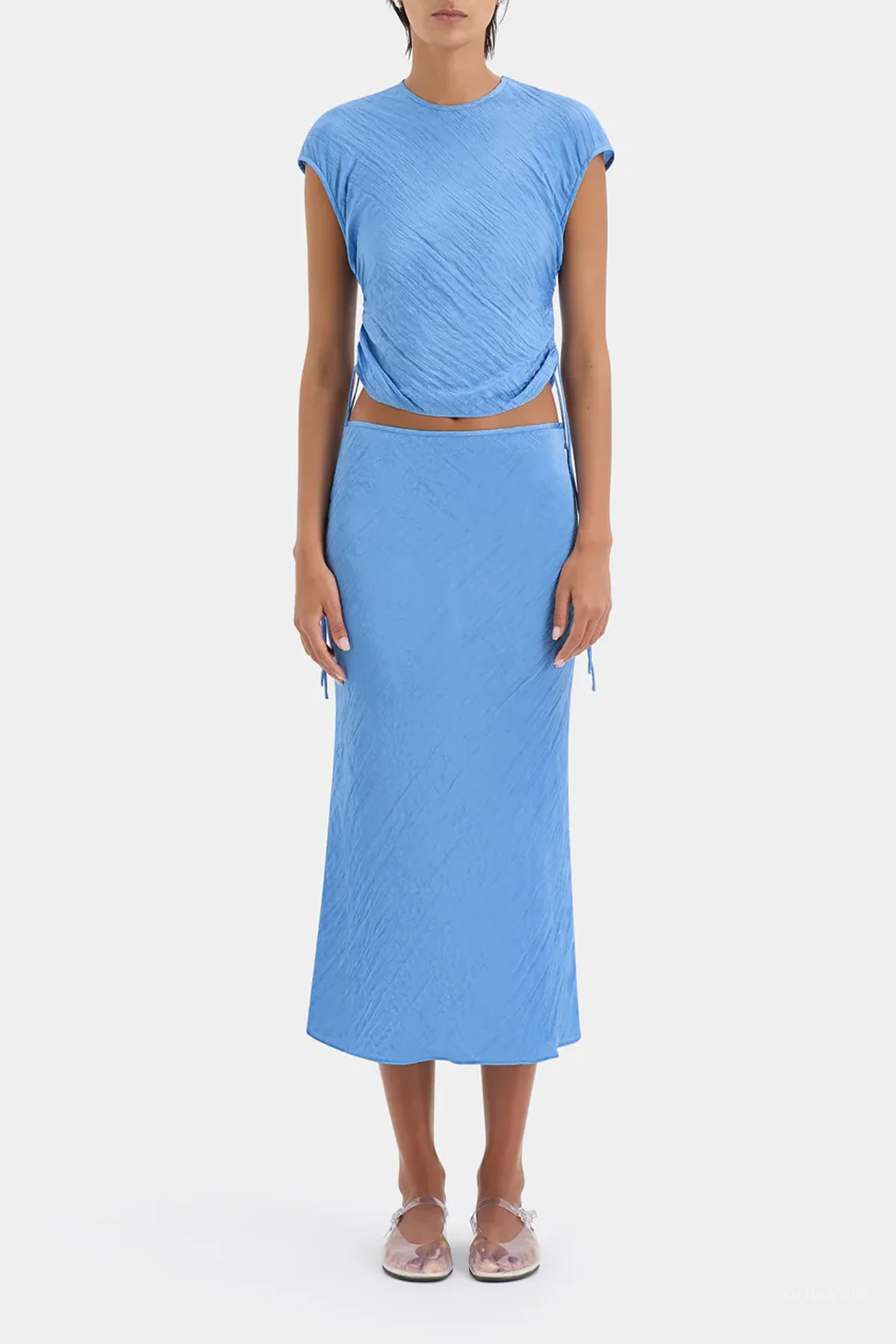 Ligera Gathered Top in Cornflower - Image 3