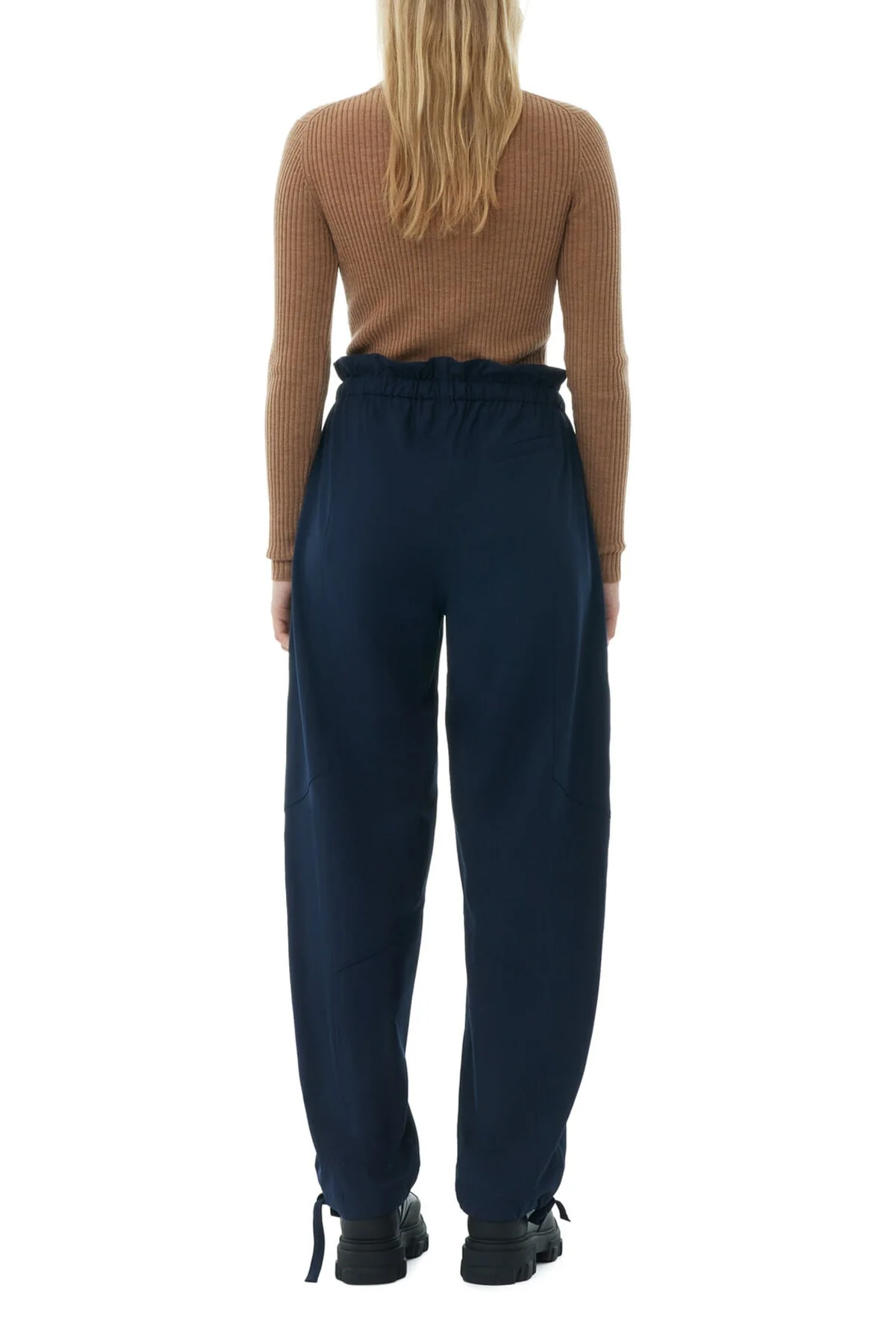 Light Solid Elasticated Waist Pants in Sky Captain - Image 3
