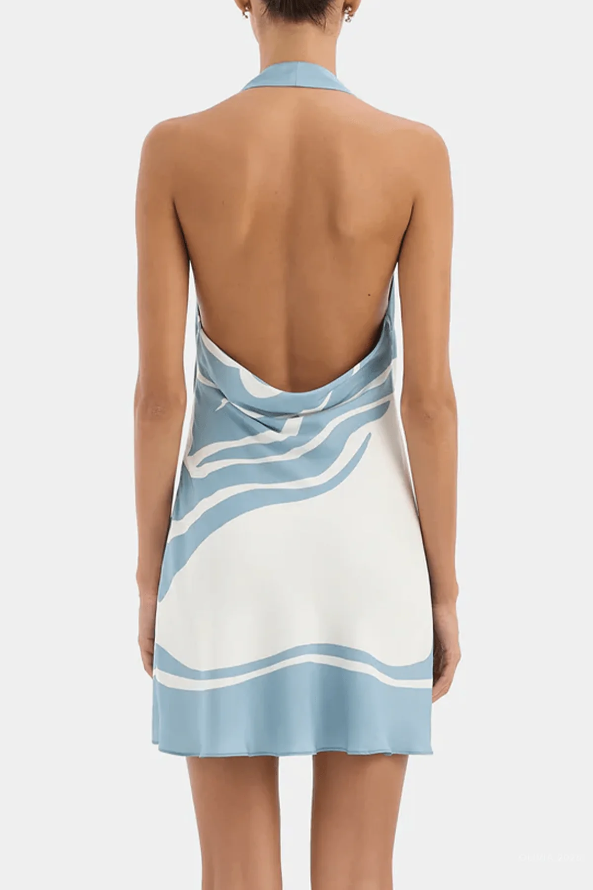 Lilou Halter Mini Dress in Liora Blue - Image 3