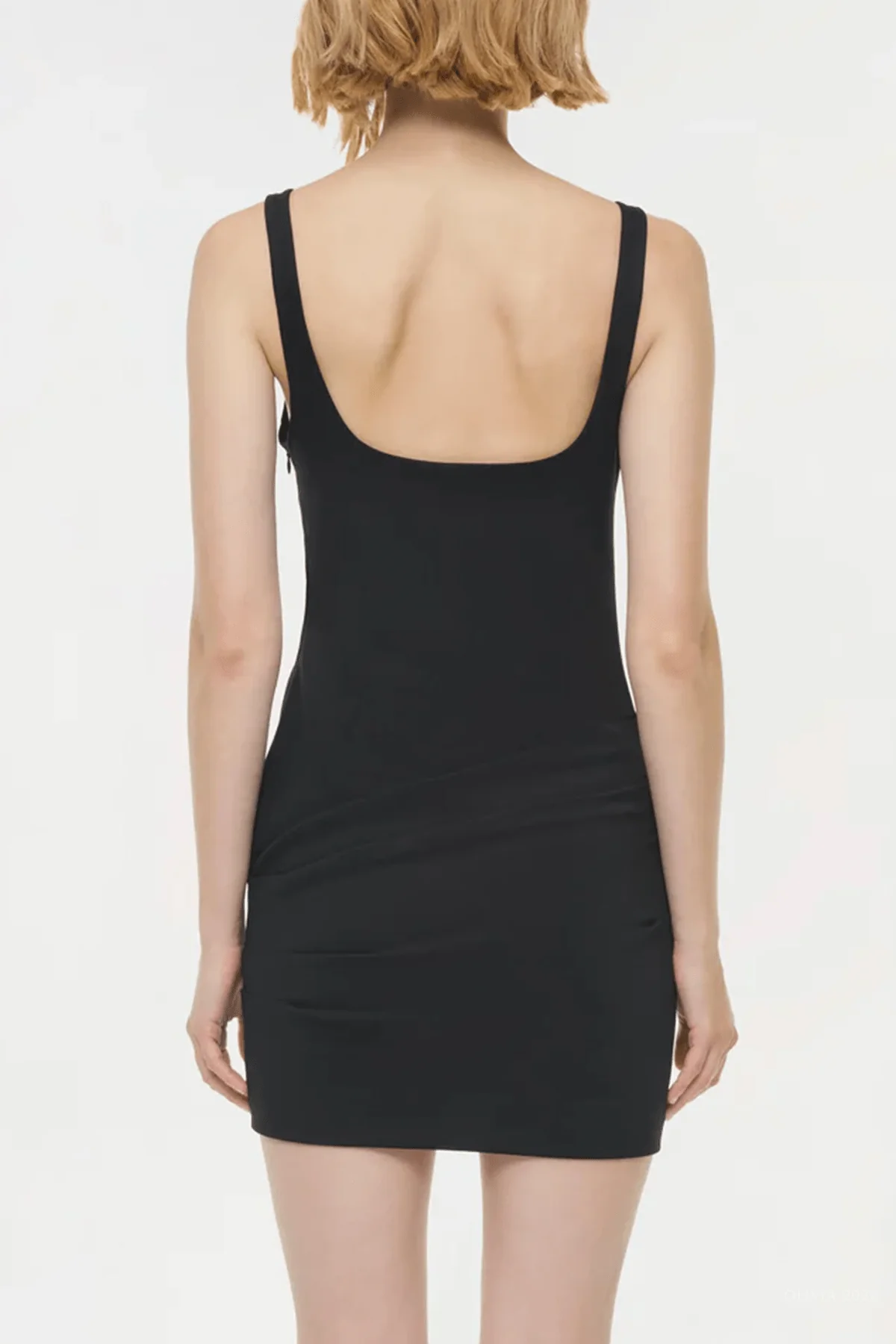 Lindy Sculpted Scuba Mini Dress in Black - Image 3