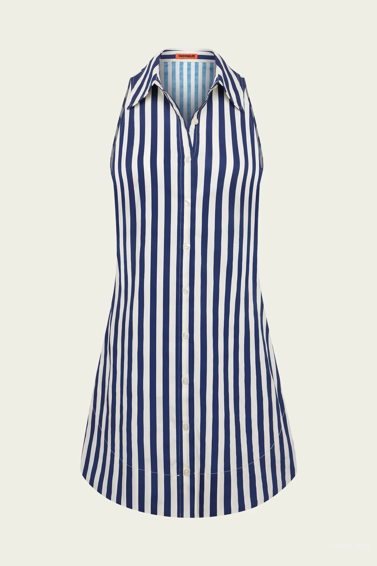 Loch Sleeveless Mini Dress in Navy Cream
