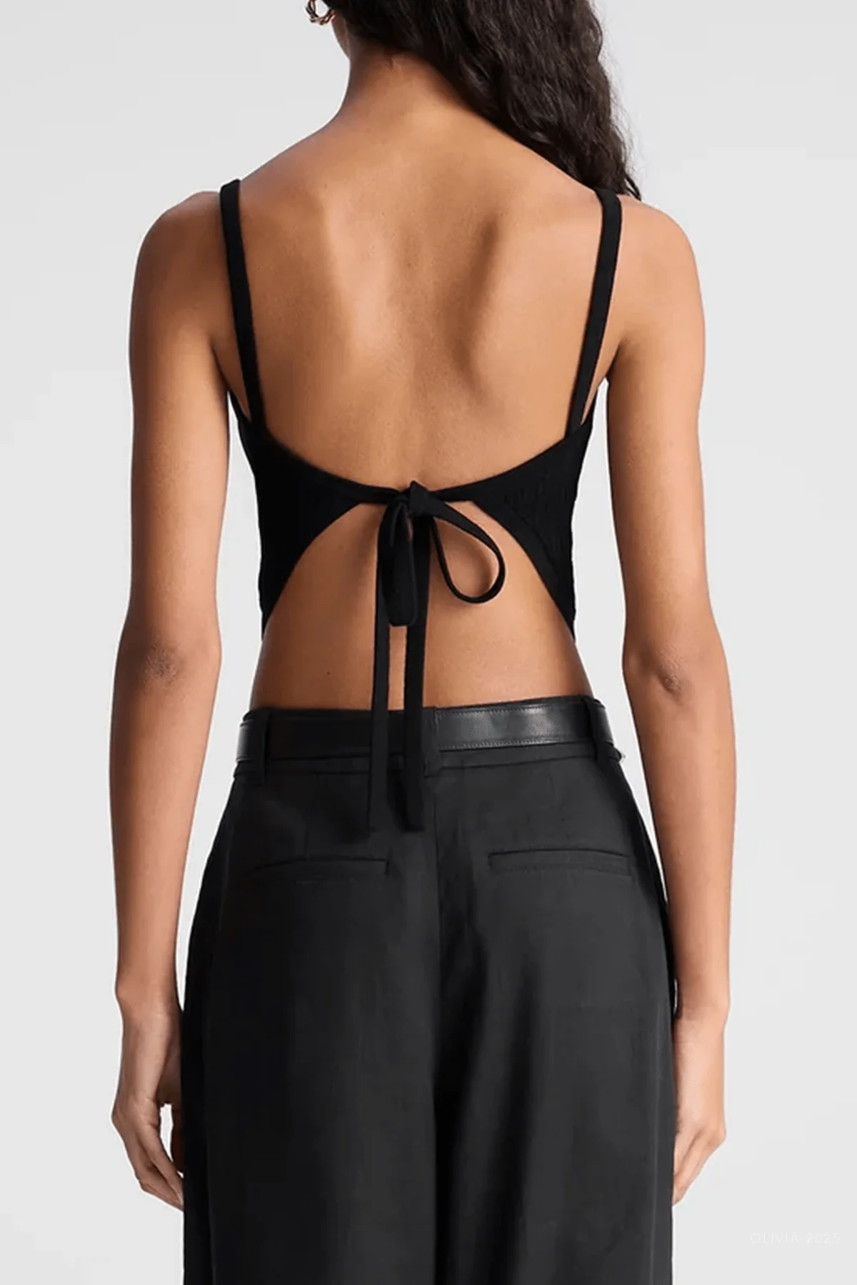 Loma Fine Cotton Knit Top in Black - Image 5
