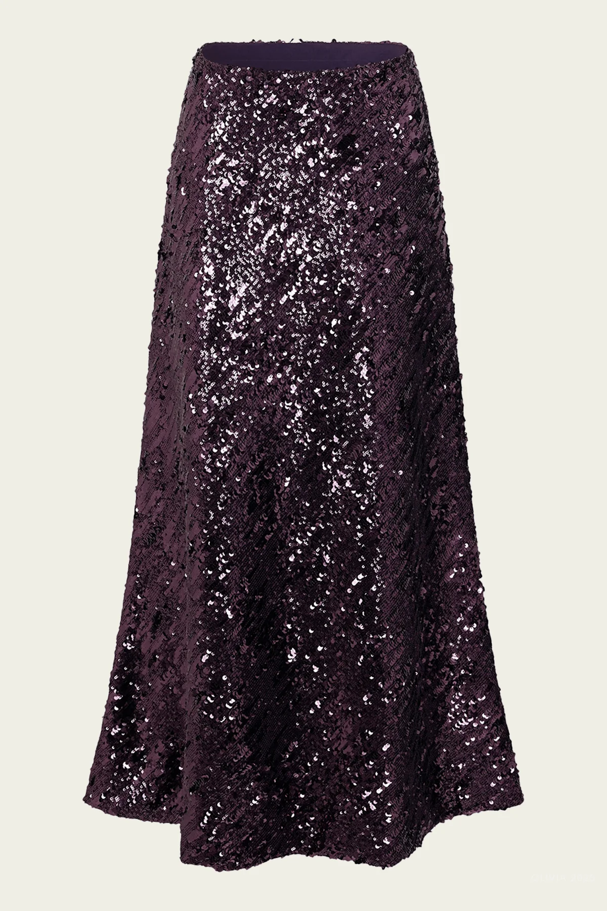 Long Sequin Skirt in Beetroot Purple