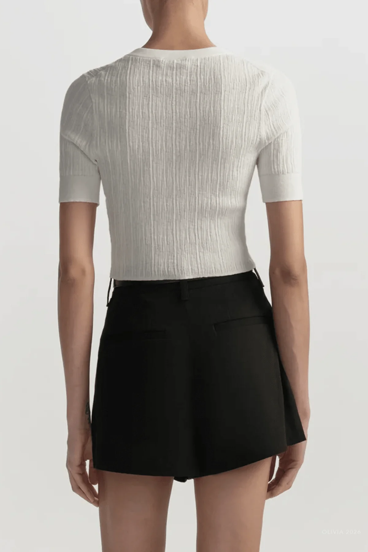Lottie Fine Cotton Cropped Cardigan in Bright White - Image 3