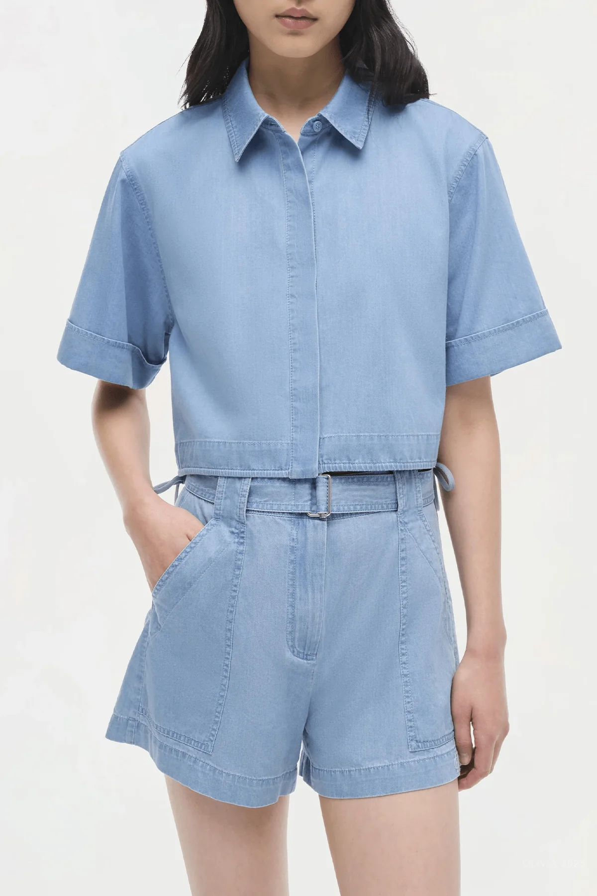 Lourie Belted Shorts in Stratus - Image 2