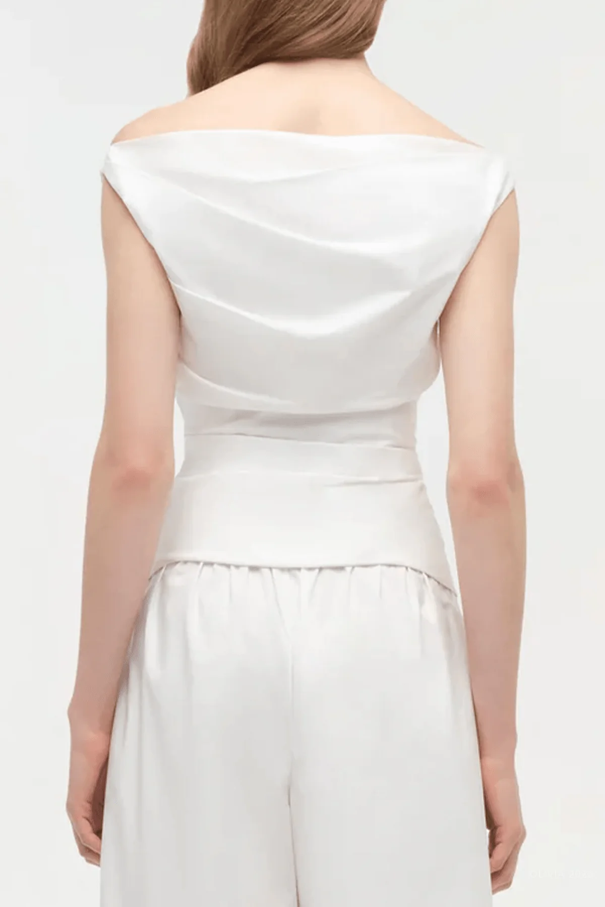 Maisel Draped Cotton Top in White - Image 3