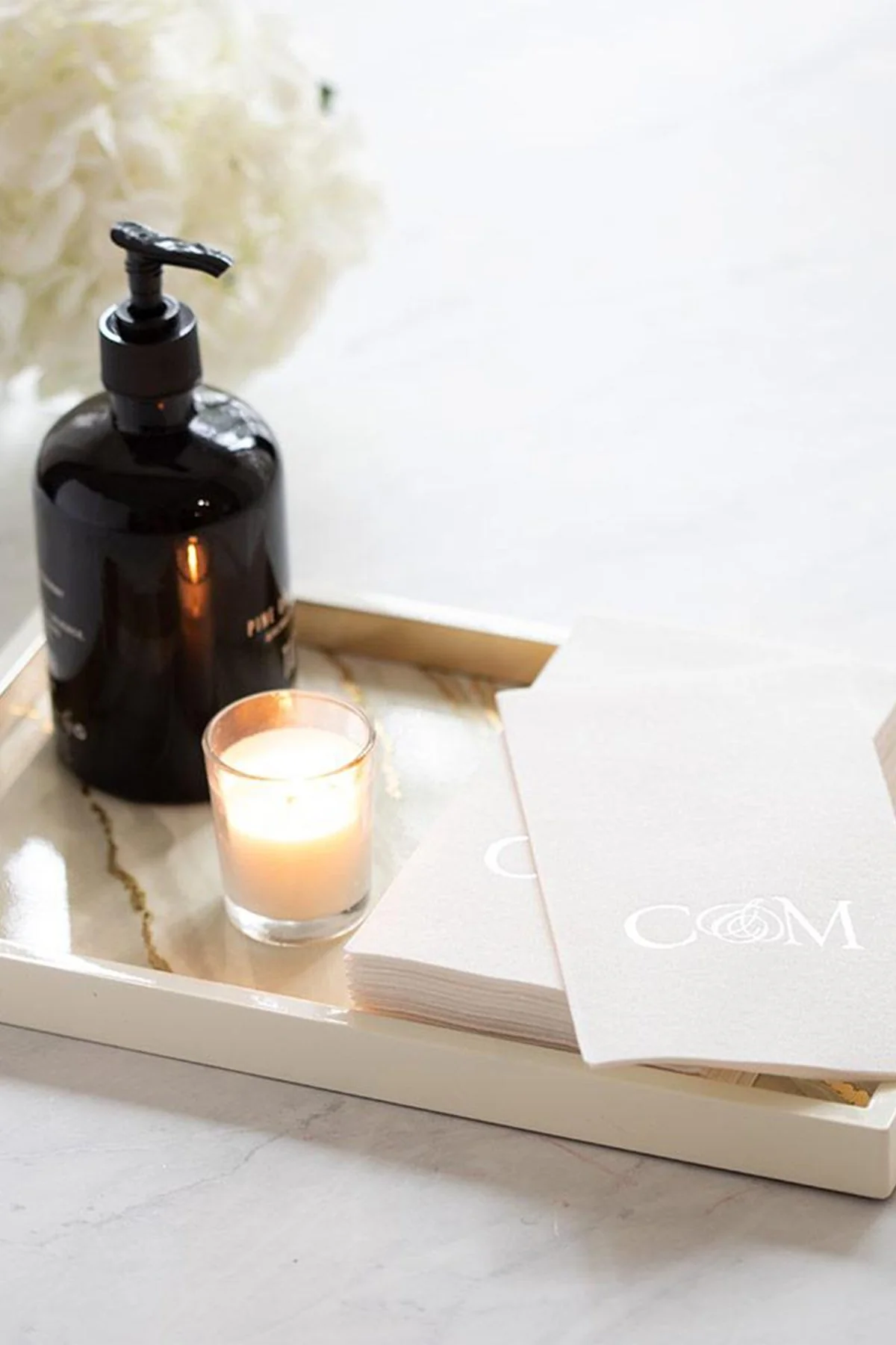 Marble Lacquer Vanity Tray in Moonlight Grey - Image 3