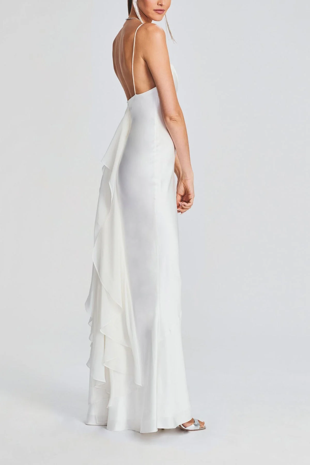 Marcia Satin Dress in White - Image 2