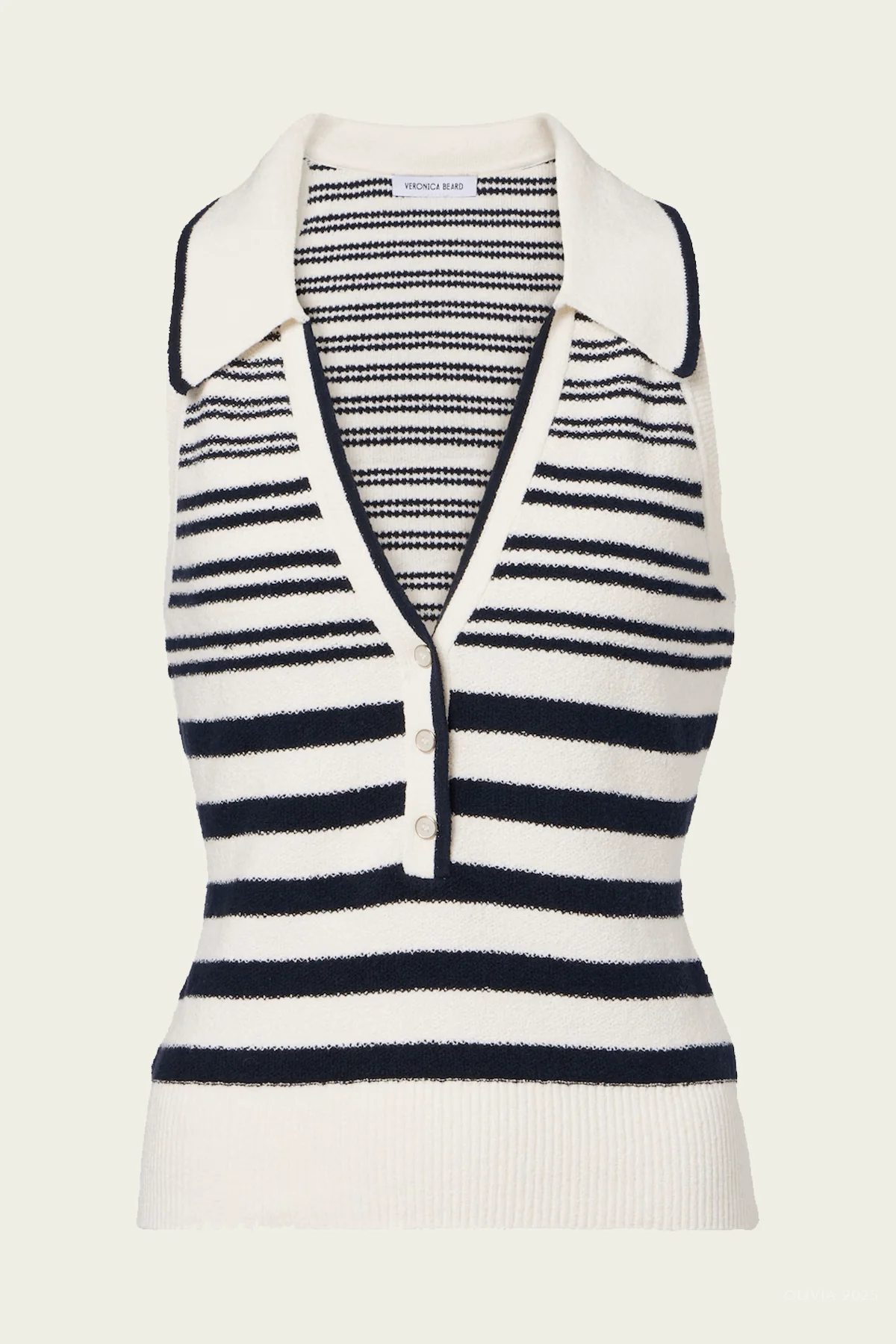 Meera Knit Tank Top in White Navy