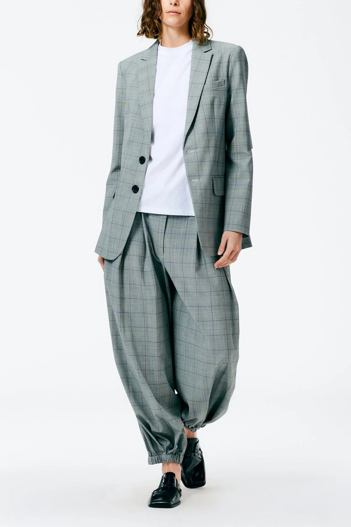 Menswear Suiting Cutout Sleeve Marlon Blazer in White/Black Multi