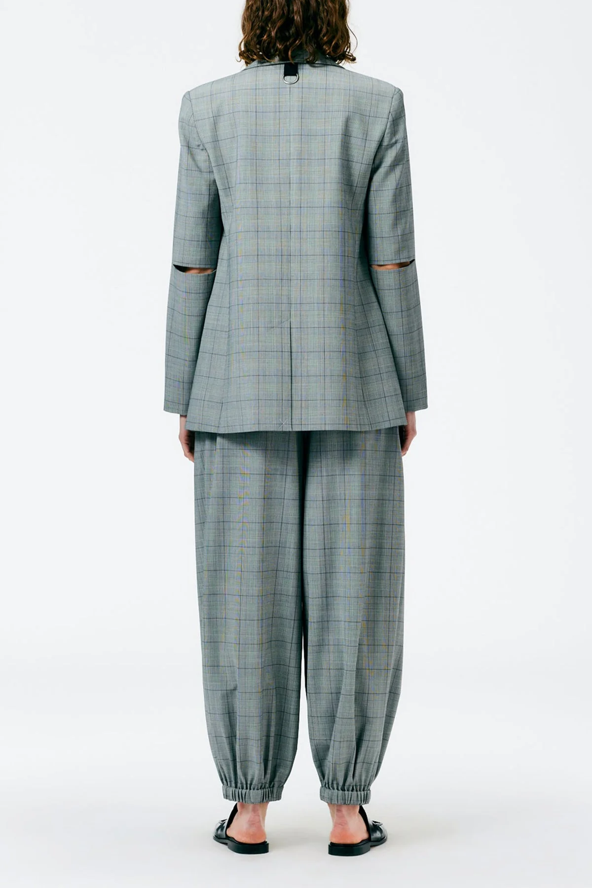 Menswear Suiting Cutout Sleeve Marlon Blazer in White/Black Multi - Image 2