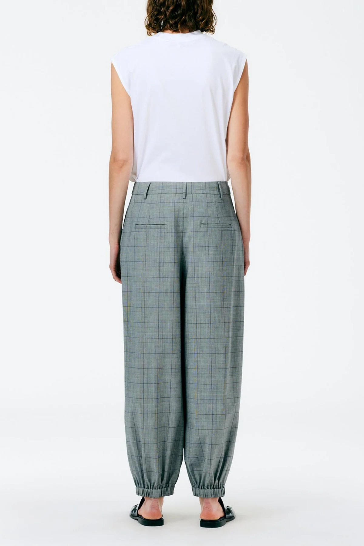 Menswear Suiting Pleated Balloon Pant in White/Black Multi - Image 2