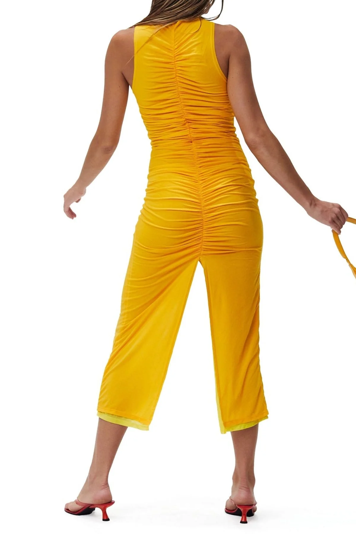 Mesh Zeet Dress in Sunset Orange - Image 3