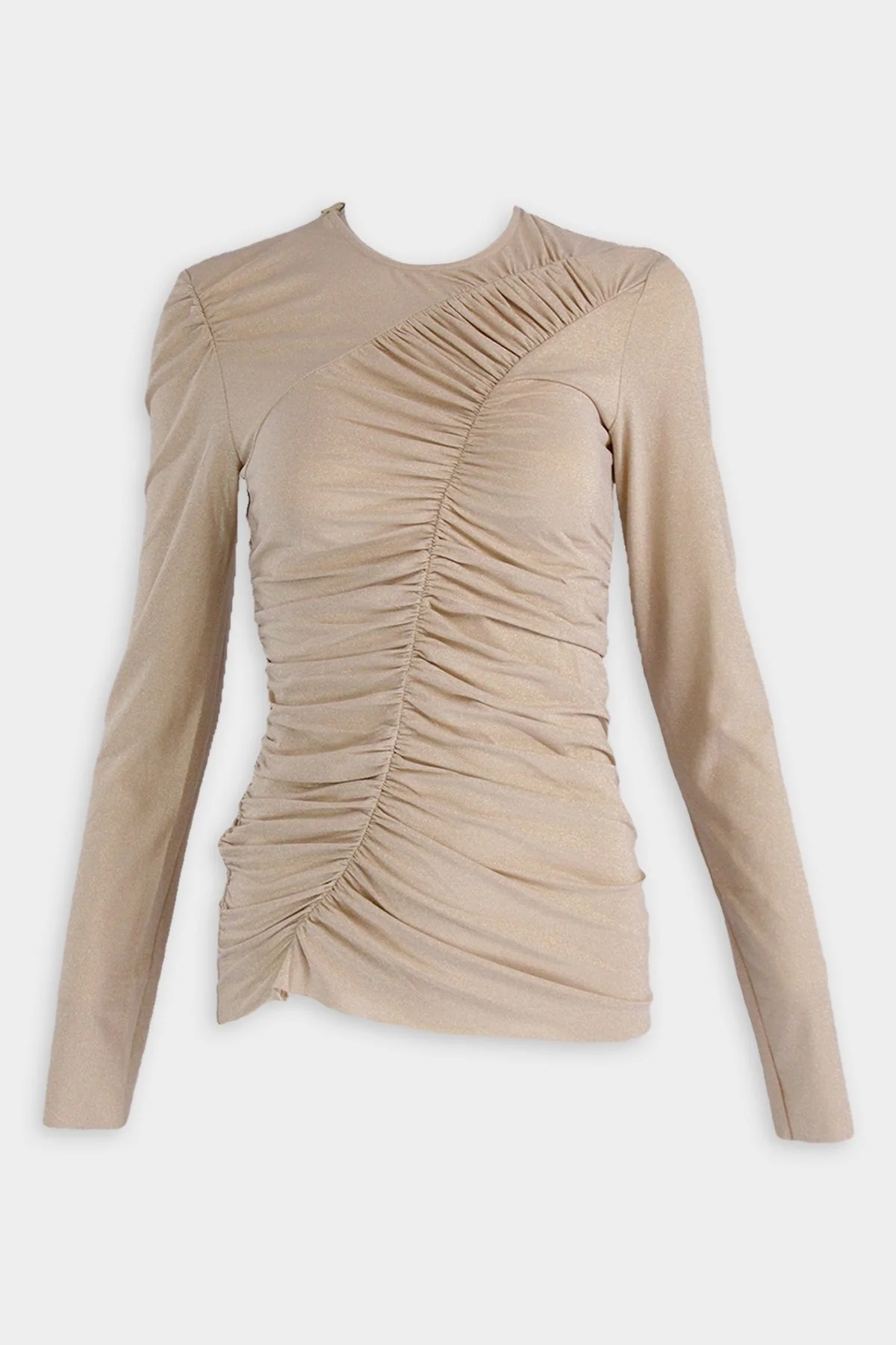 Metallic Jersey Ruched Top in Gold